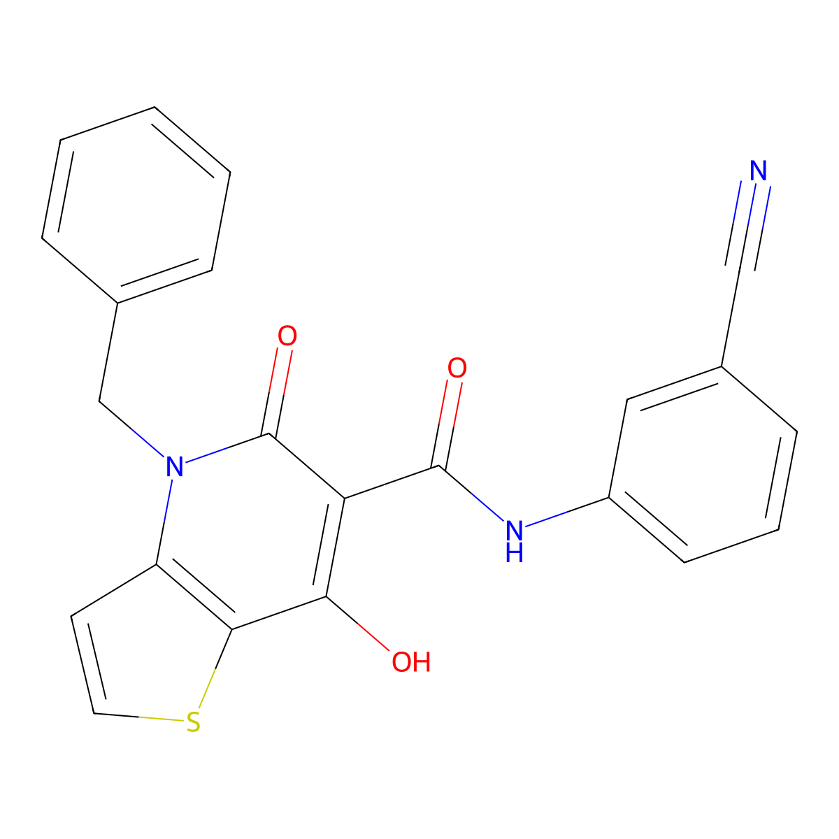 4-benzyl-N-(3-cyanophenyl)-7-hydroxy-5-oxo-4,5-dihydrothieno[3,2-b]pyridine-6-carboxamide molecular structure, CAS 1351789-65-5