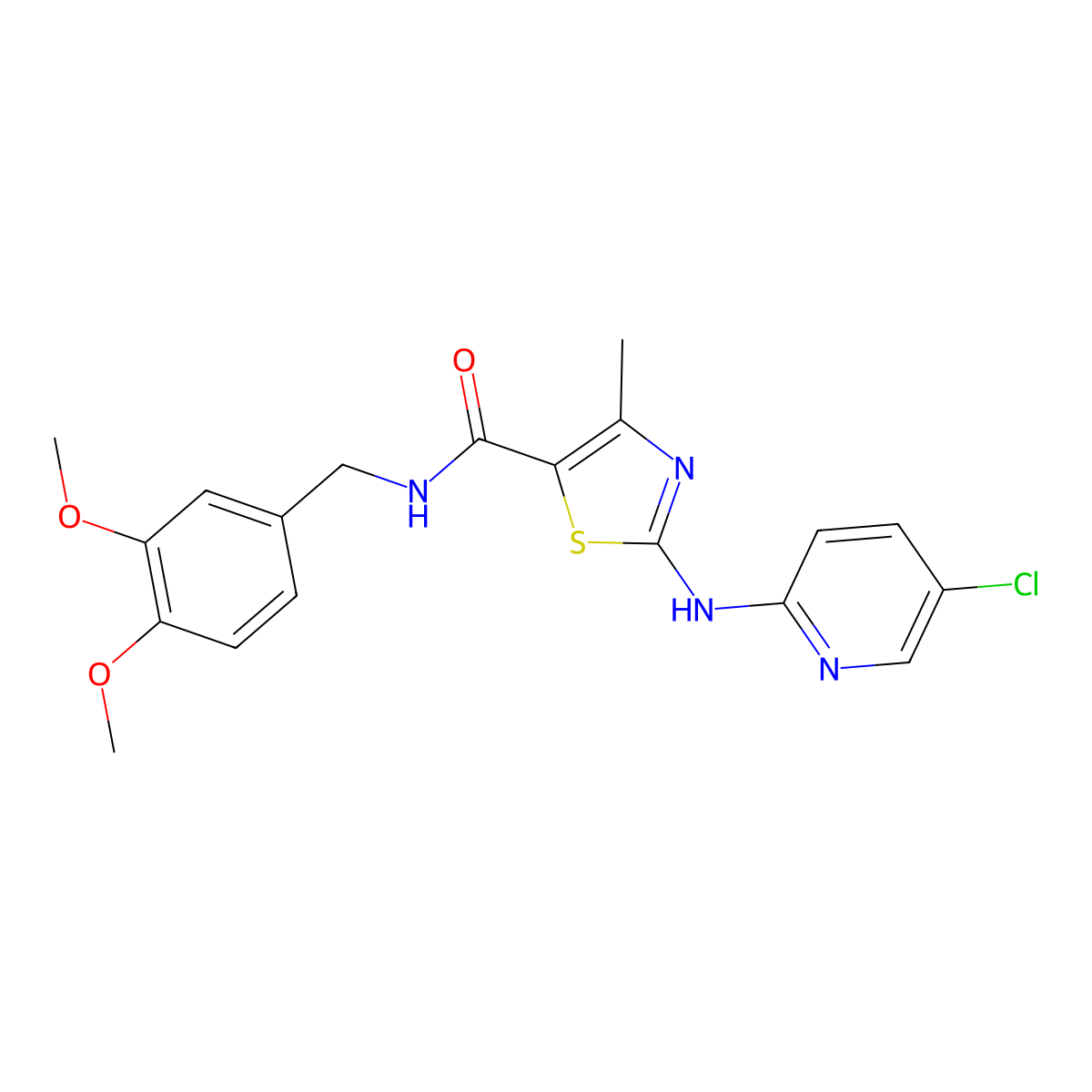 2-[(5-chloropyridin-2-yl)amino]-N-(3,4-dimethoxybenzyl)-4-methyl-1,3-thiazole-5-carboxamide molecular structure, CAS 1351790-49-2