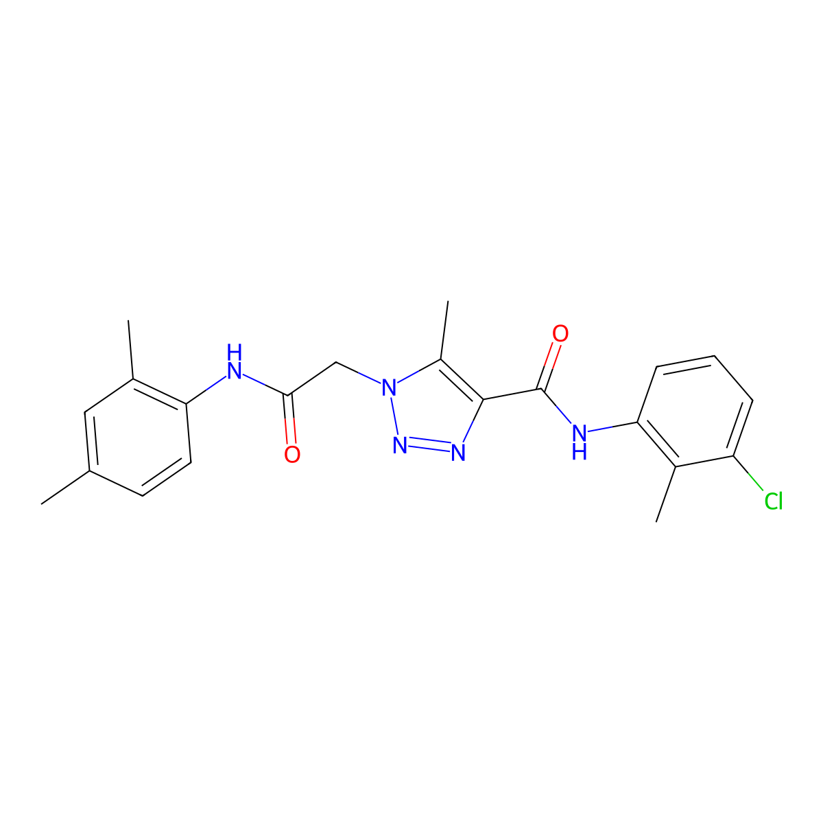 1H-1,2,3-Triazole-1-acetamide, 4-[[(3-chloro-2-methylphenyl)amino]carbonyl]-N-(2,4-dimethylphenyl)-5-methyl- molecular structure, CAS 1351792-77-2