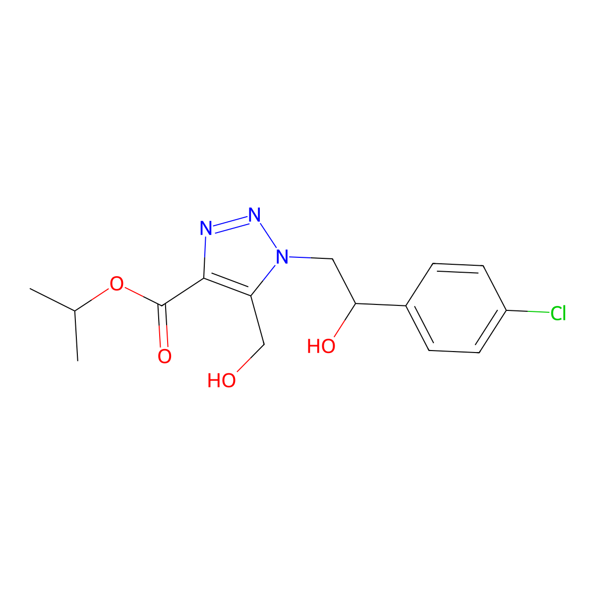 isopropyl 1-[2-(4-chlorophenyl)-2-hydroxyethyl]-5-(hydroxymethyl)-1H-1,2,3-triazole-4-carboxylate molecular structure, CAS 1351793-67-3