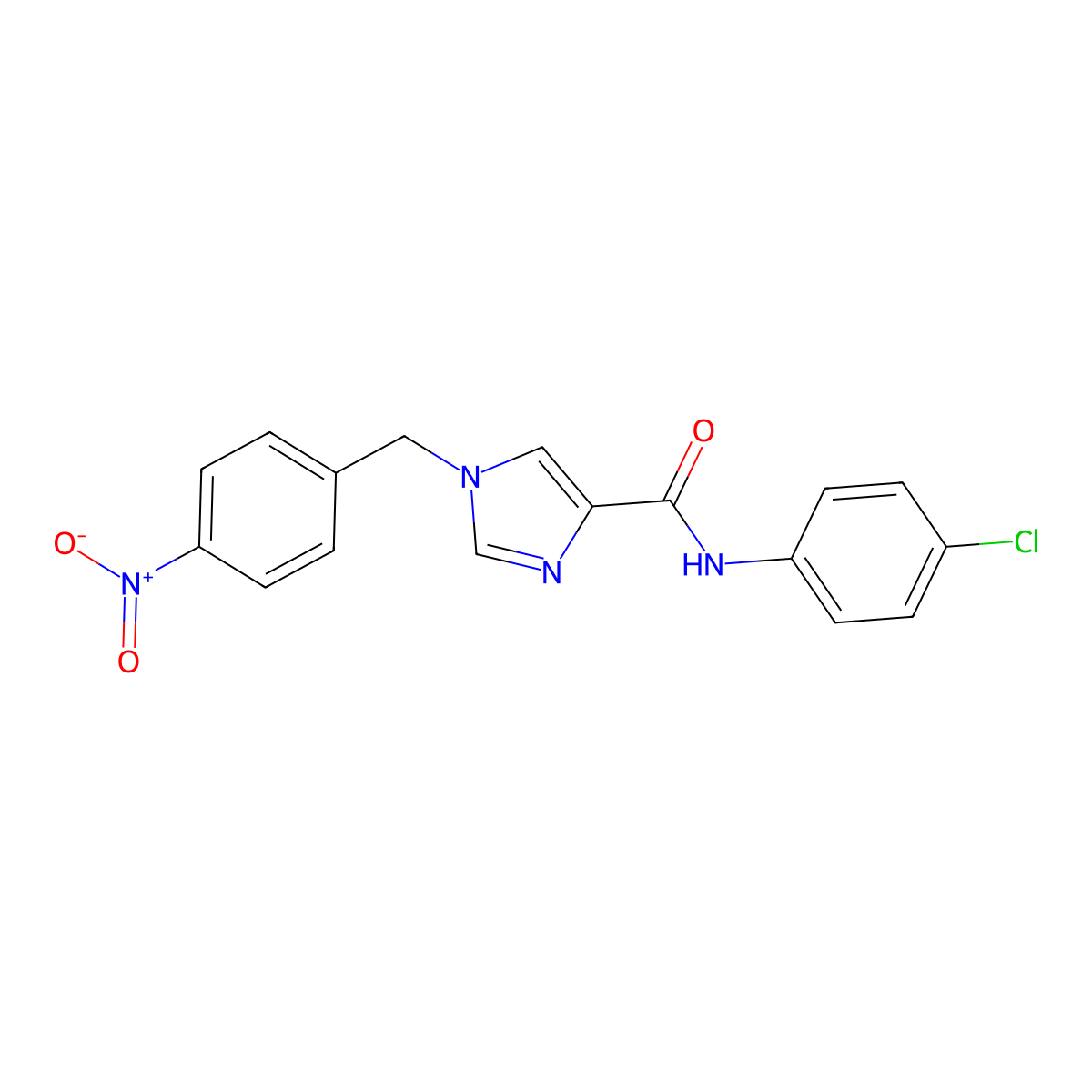 N-(4-chlorophenyl)-1-(4-nitrobenzyl)-1H-imidazole-4-carboxamide molecular structure, CAS 1351800-17-3