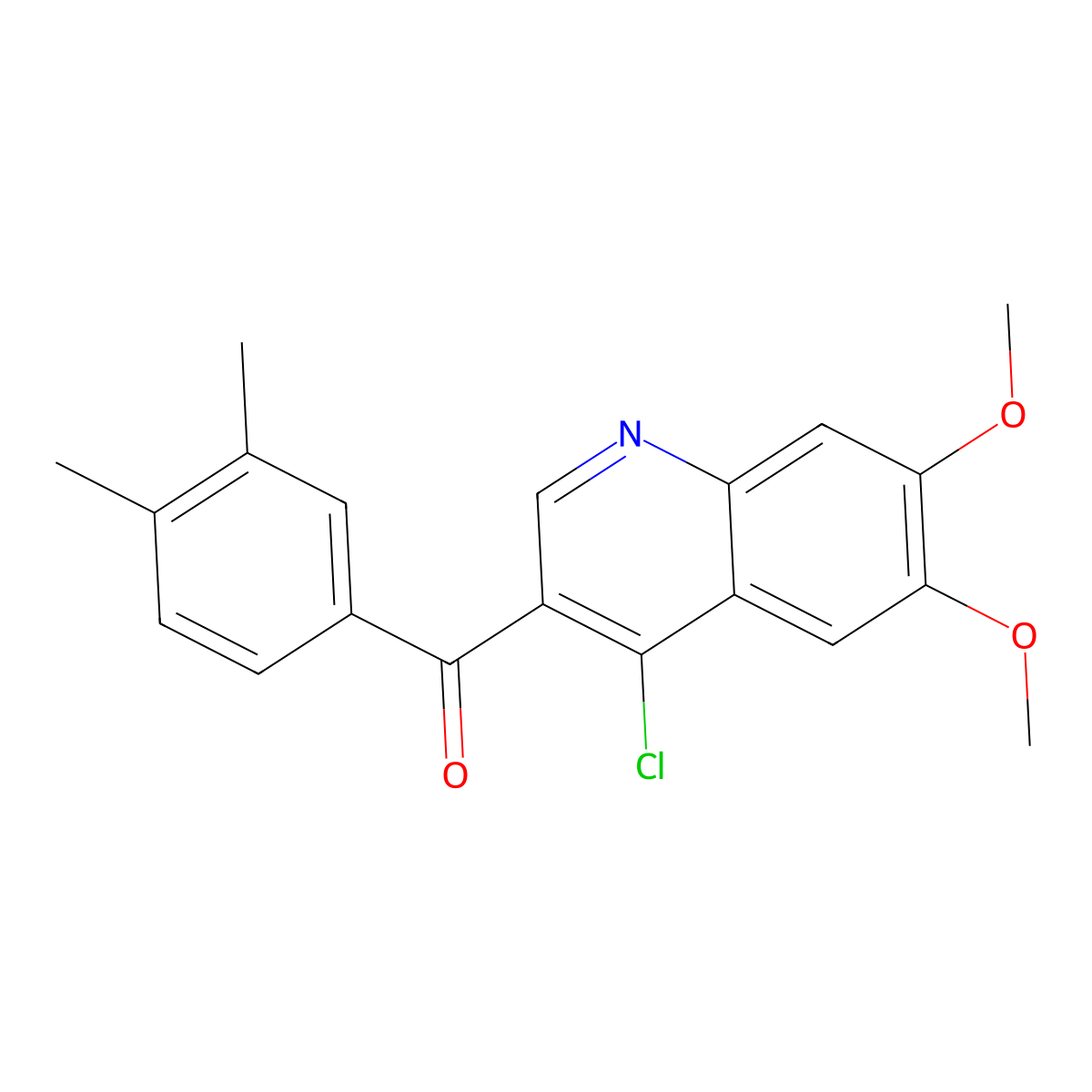 (4-Chloro-6,7-dimethoxyquinolin-3-yl)(3,4-dimethylphenyl)methanone molecular structure, CAS 1351800-23-1