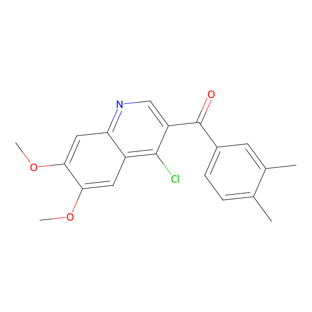 (4-Chloro-6,7-dimethoxyquinolin-3-yl)(3,4-dimethylphenyl)methanone molecular structure, CAS 1351800-23-1