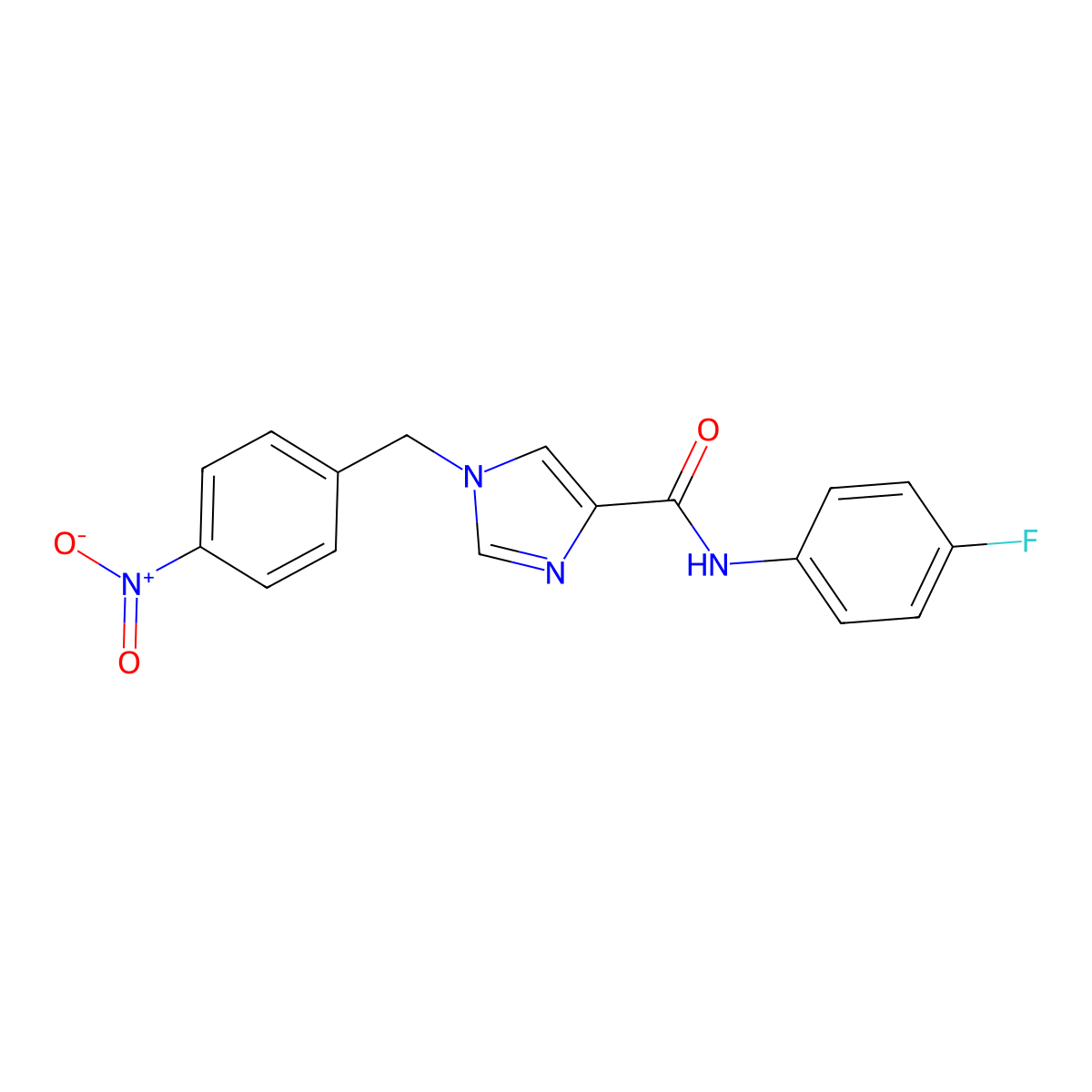 N-(4-fluorophenyl)-1-(4-nitrobenzyl)-1H-imidazole-4-carboxamide molecular structure, CAS 1351804-44-8