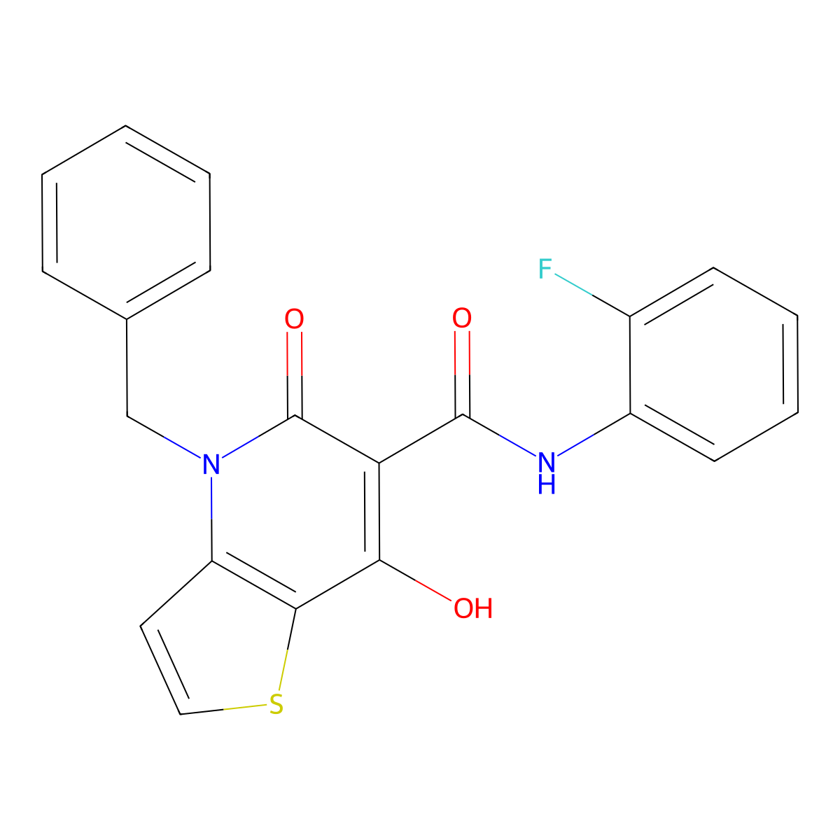 4-benzyl-N-(2-fluorophenyl)-7-hydroxy-5-oxo-4,5-dihydrothieno[3,2-b]pyridine-6-carboxamide molecular structure, CAS 1351804-69-7