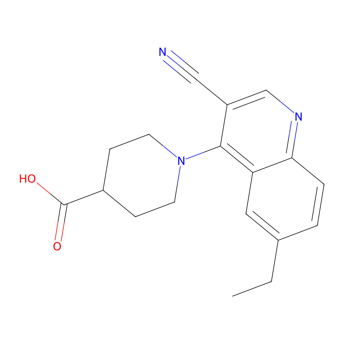 1-(3-Cyano-6-ethylquinolin-4-yl)piperidine-4-carboxylic acid molecular structure, CAS 1351804-93-7