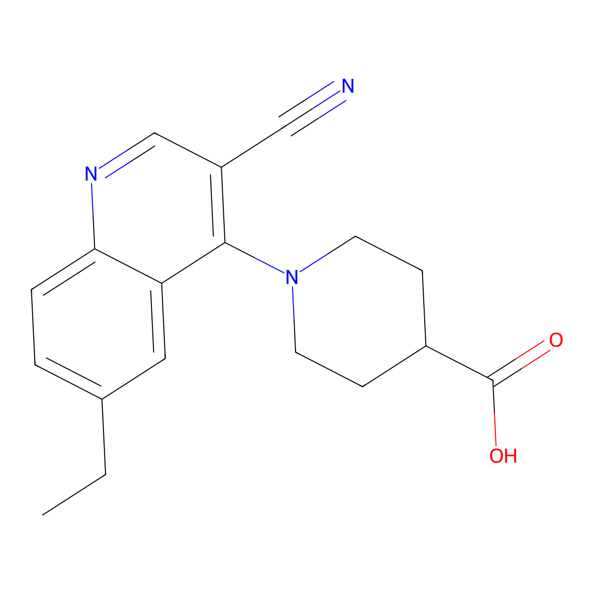 1-(3-Cyano-6-ethylquinolin-4-yl)piperidine-4-carboxylic acid molecular structure, CAS 1351804-93-7
