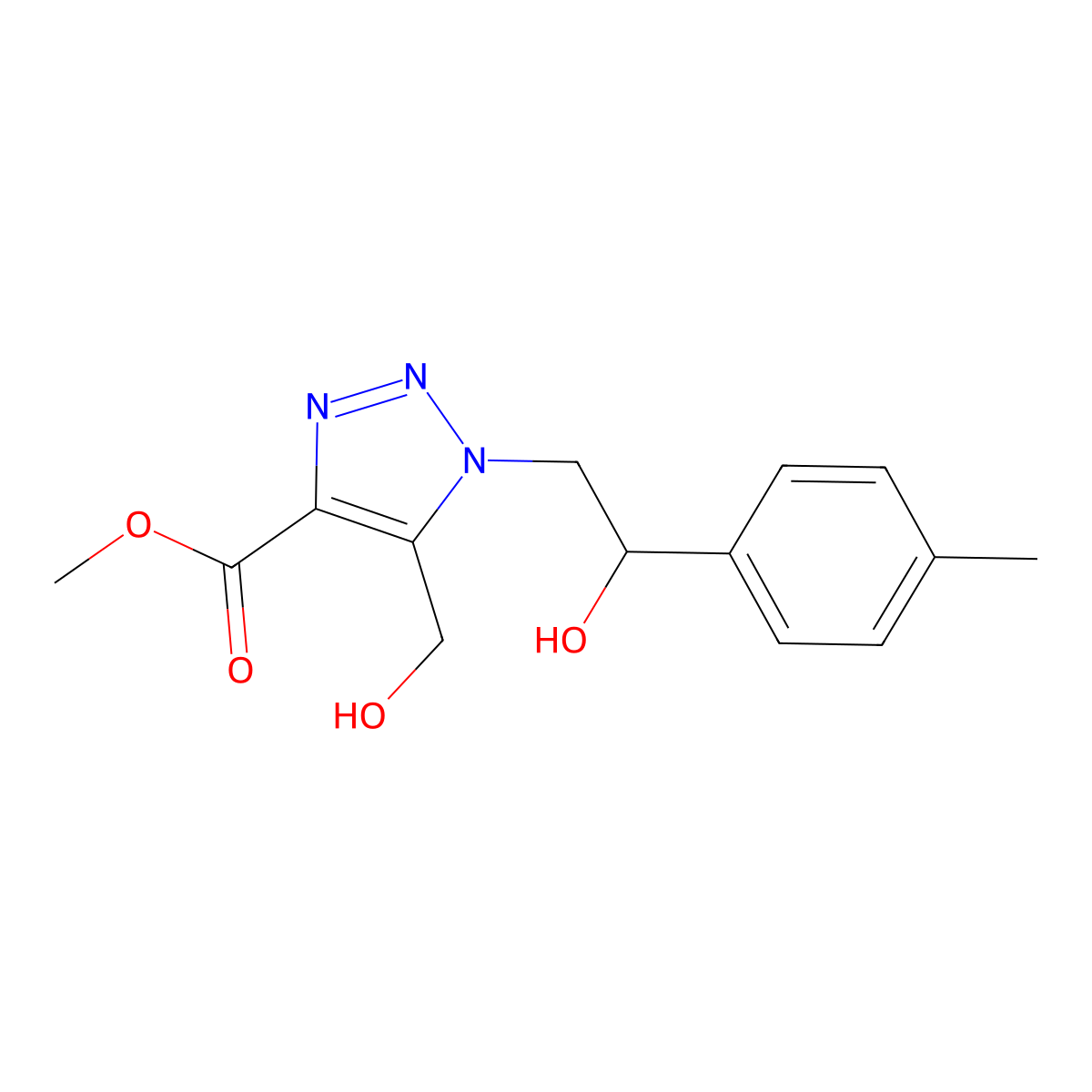 methyl 5-(hydroxymethyl)-1-[2-hydroxy-2-(4-methylphenyl)ethyl]-1H-1,2,3-triazole-4-carboxylate molecular structure, CAS 1351805-01-0