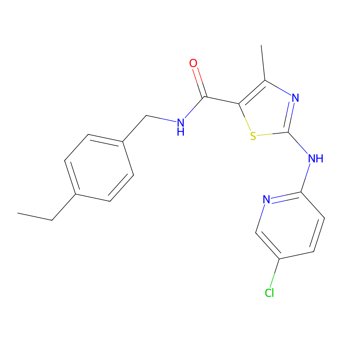 2-[(5-chloropyridin-2-yl)amino]-N-(4-ethylbenzyl)-4-methyl-1,3-thiazole-5-carboxamide molecular structure, CAS 1351805-89-4