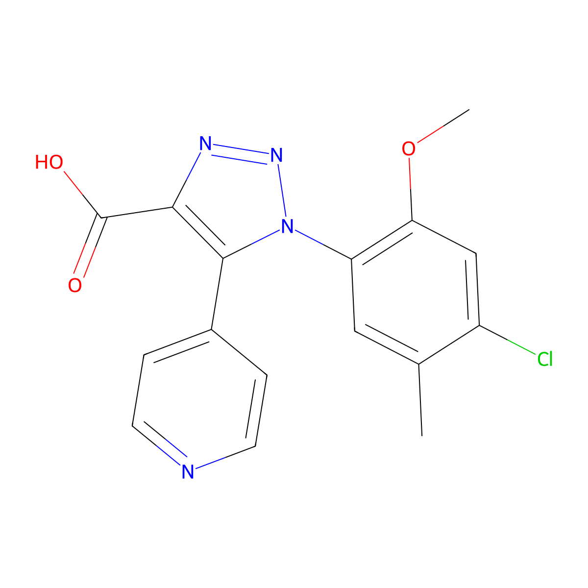 1-(4-chloro-2-methoxy-5-methylphenyl)-5-(pyridin-4-yl)-1H-1,2,3-triazole-4-carboxylic acid molecular structure, CAS 1351809-47-6
