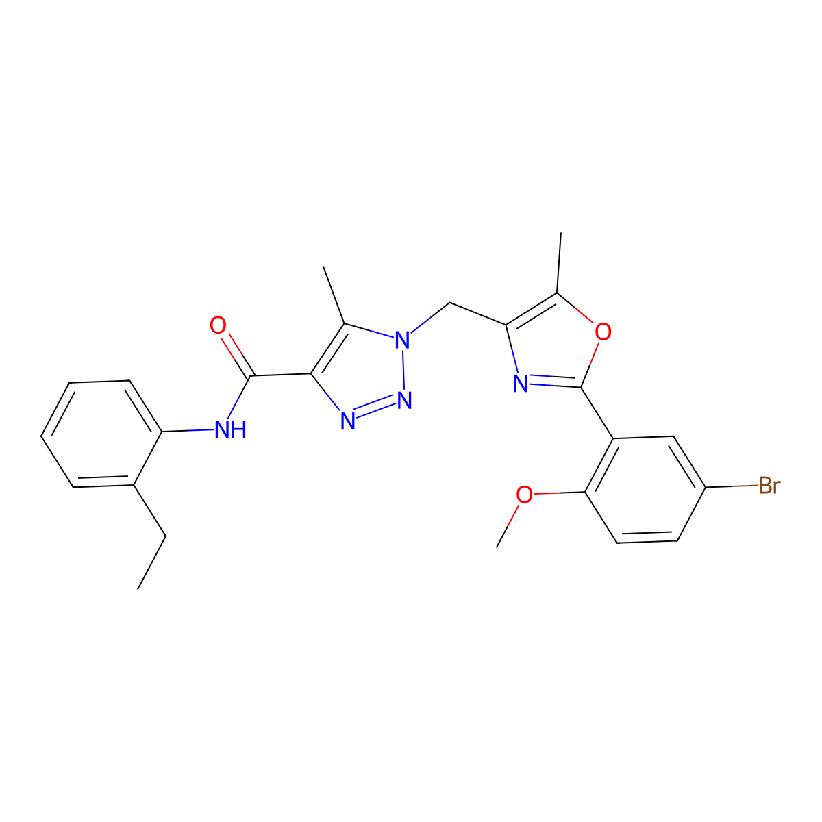 1-{[2-(5-bromo-2-methoxyphenyl)-5-methyl-1,3-oxazol-4-yl]methyl}-N-(2-ethylphenyl)-5-methyl-1H-1,2,3-triazole-4-carboxamide molecular structure, CAS 1351817-06-5