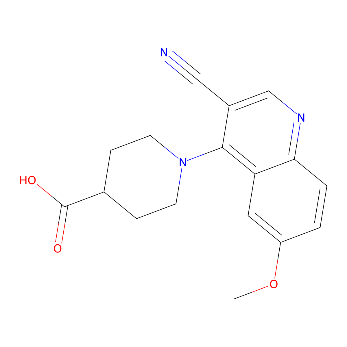 1-(3-Cyano-6-methoxyquinolin-4-yl)piperidine-4-carboxylic acid molecular structure, CAS 1351819-53-8