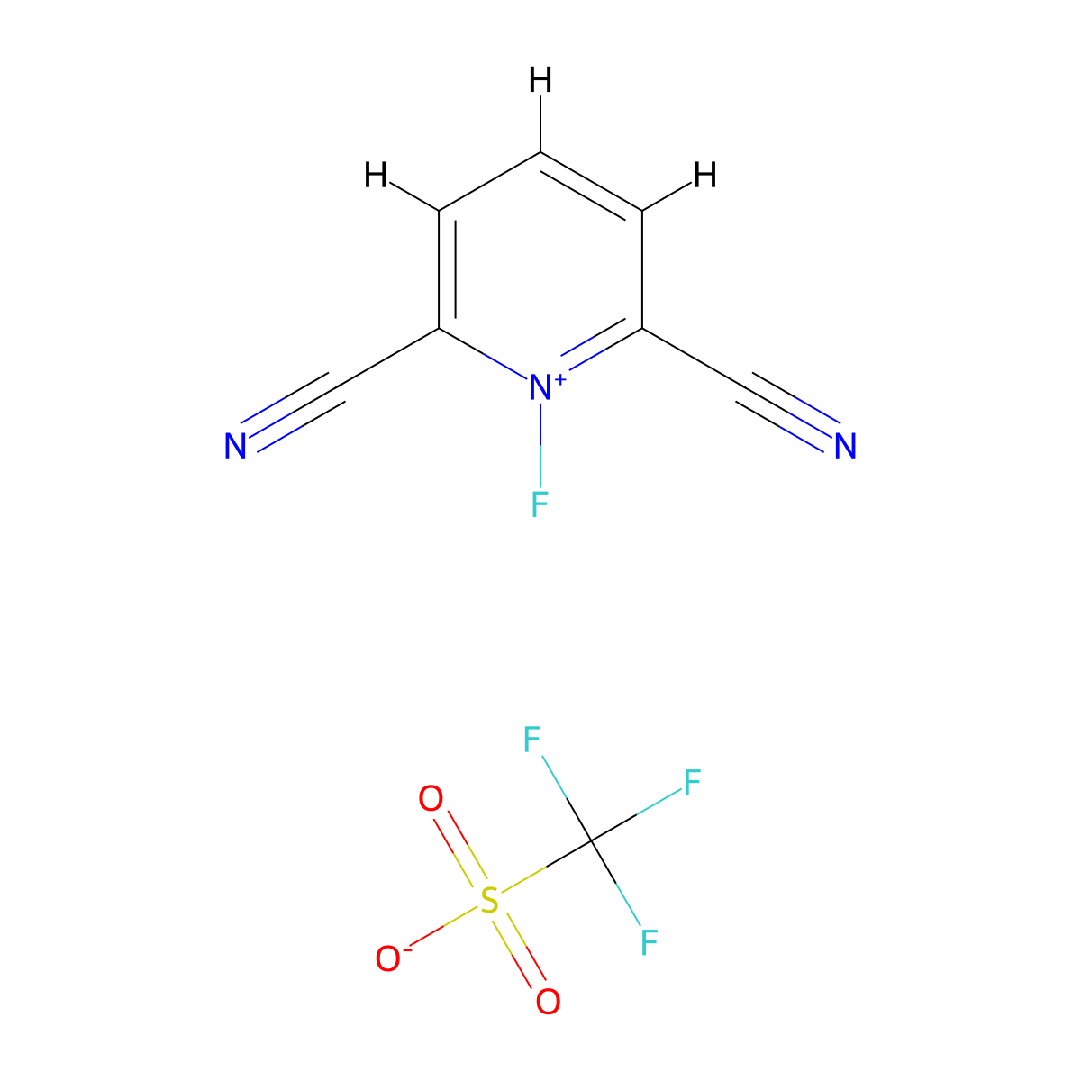 2,6-Dicyano-1-fluoropyridin-1-ium trifluoromethanesulfonate molecular structure, CAS 135182-99-9