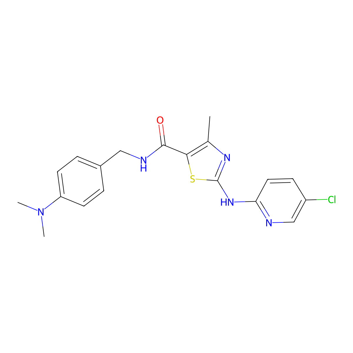 2-[(5-chloropyridin-2-yl)amino]-N-[4-(dimethylamino)benzyl]-4-methyl-1,3-thiazole-5-carboxamide molecular structure, CAS 1351820-54-6