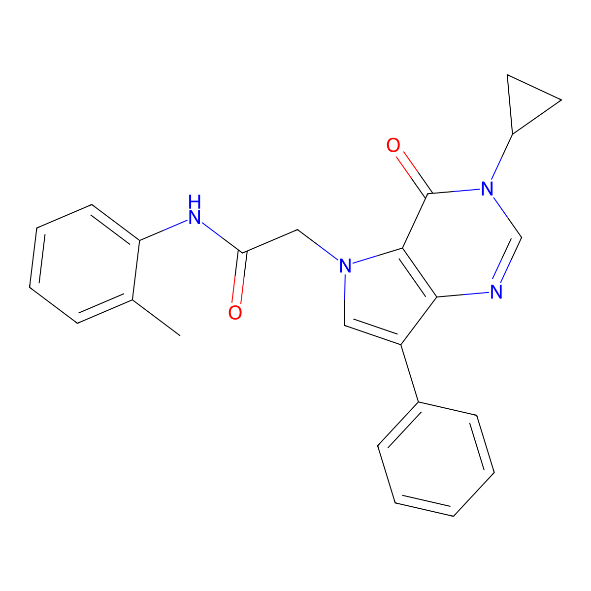 2-(3-cyclopropyl-4-oxo-7-phenylpyrrolo[3,2-d]pyrimidin-5-yl)-N-(2-methylphenyl)acetamide molecular structure, CAS 1351820-89-7