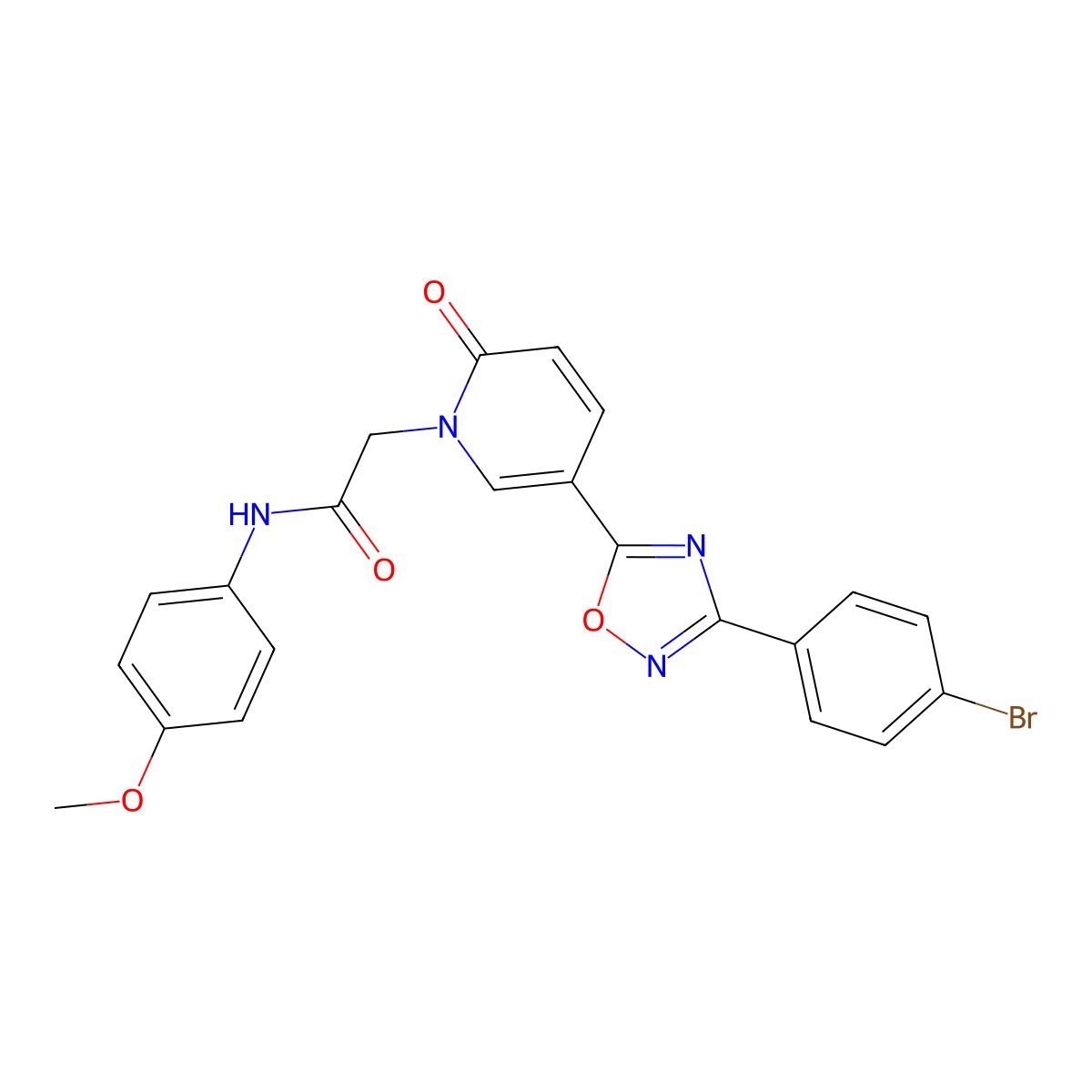 2-(5-(3-(4-bromophenyl)-1,2,4-oxadiazol-5-yl)-2-oxopyridin-1(2H)-yl)-N-(4-methoxyphenyl)acetamide molecular structure, CAS 1351820-92-2