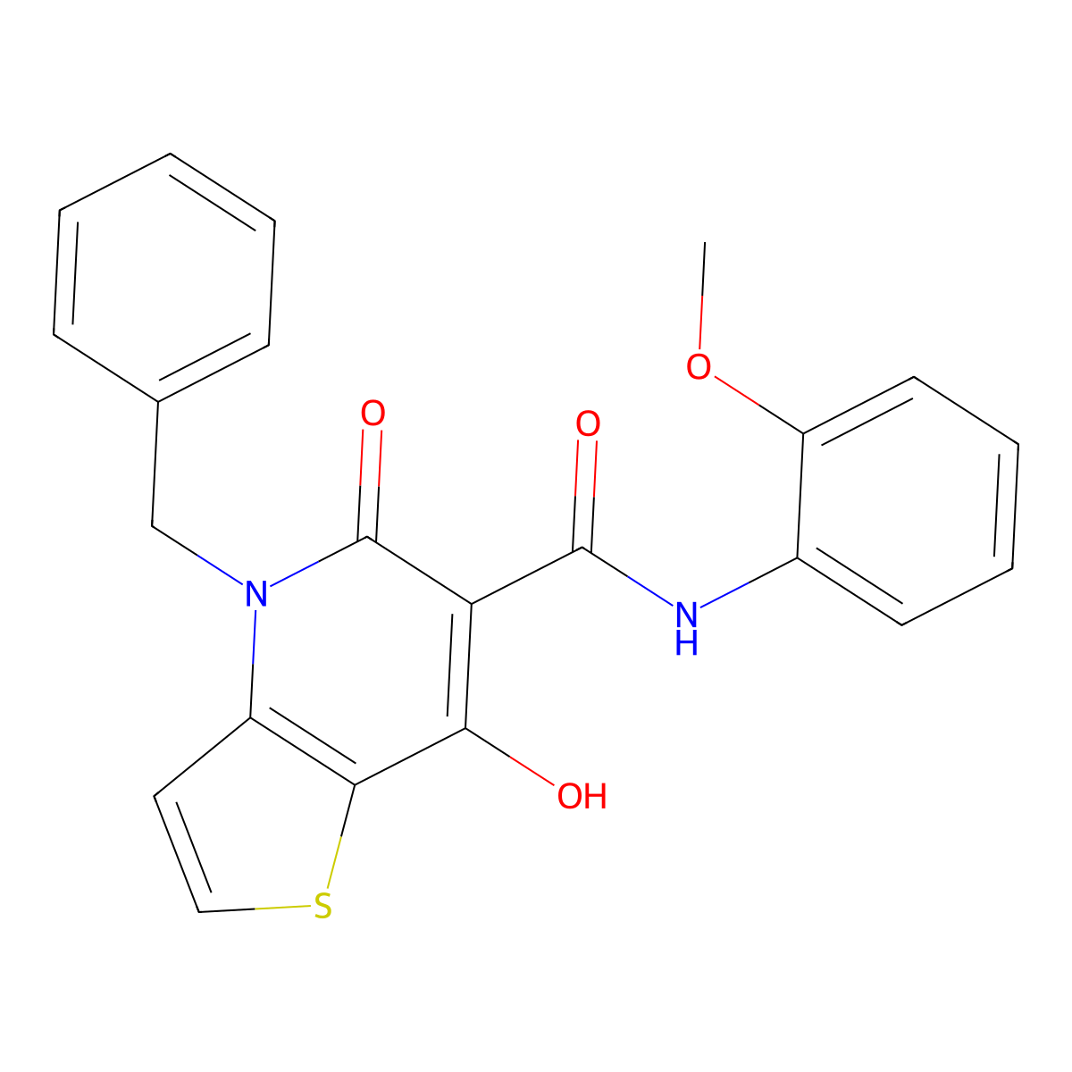 4-benzyl-7-hydroxy-N-(2-methoxyphenyl)-5-oxo-4H,5H-thieno[3,2-b]pyridine-6-carboxamide molecular structure, CAS 1351821-03-8