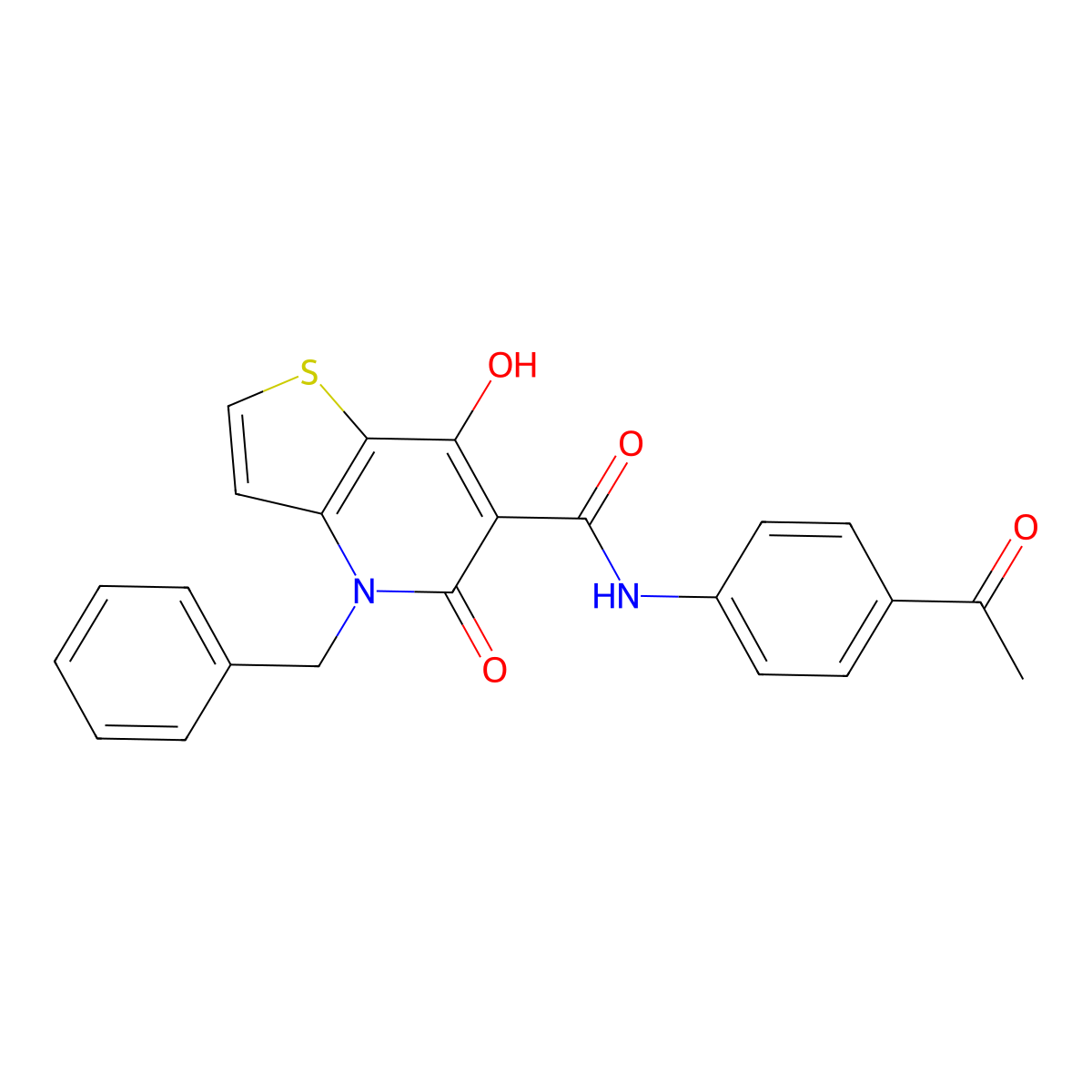 N-(4-acetylphenyl)-4-benzyl-7-hydroxy-5-oxo-4,5-dihydrothieno[3,2-b]pyridine-6-carboxamide molecular structure, CAS 1351821-13-0