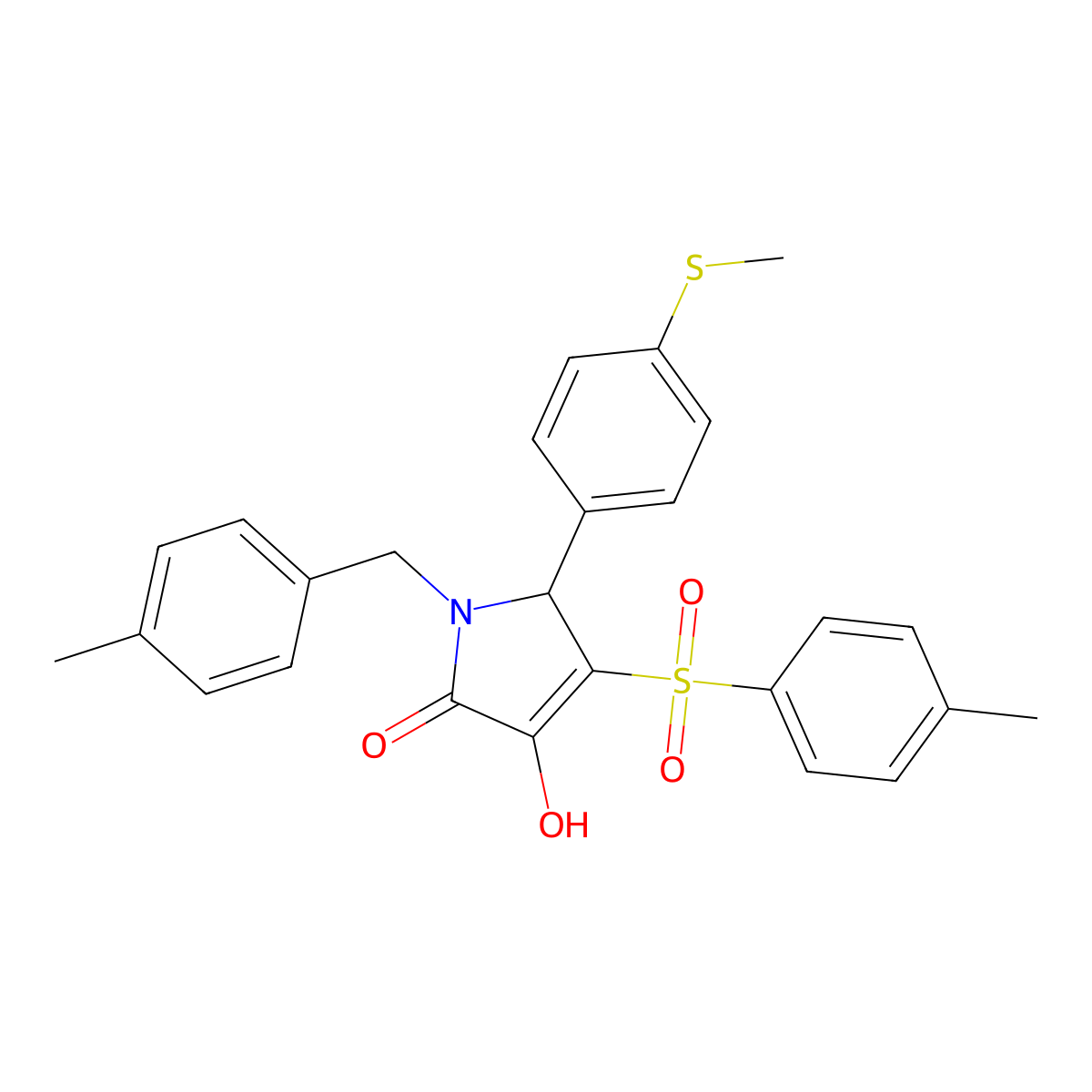 3-hydroxy-1-(4-methylbenzyl)-5-(4-(methylthio)phenyl)-4-tosyl-1H-pyrrol-2(5H)-one molecular structure, CAS 1351821-25-4