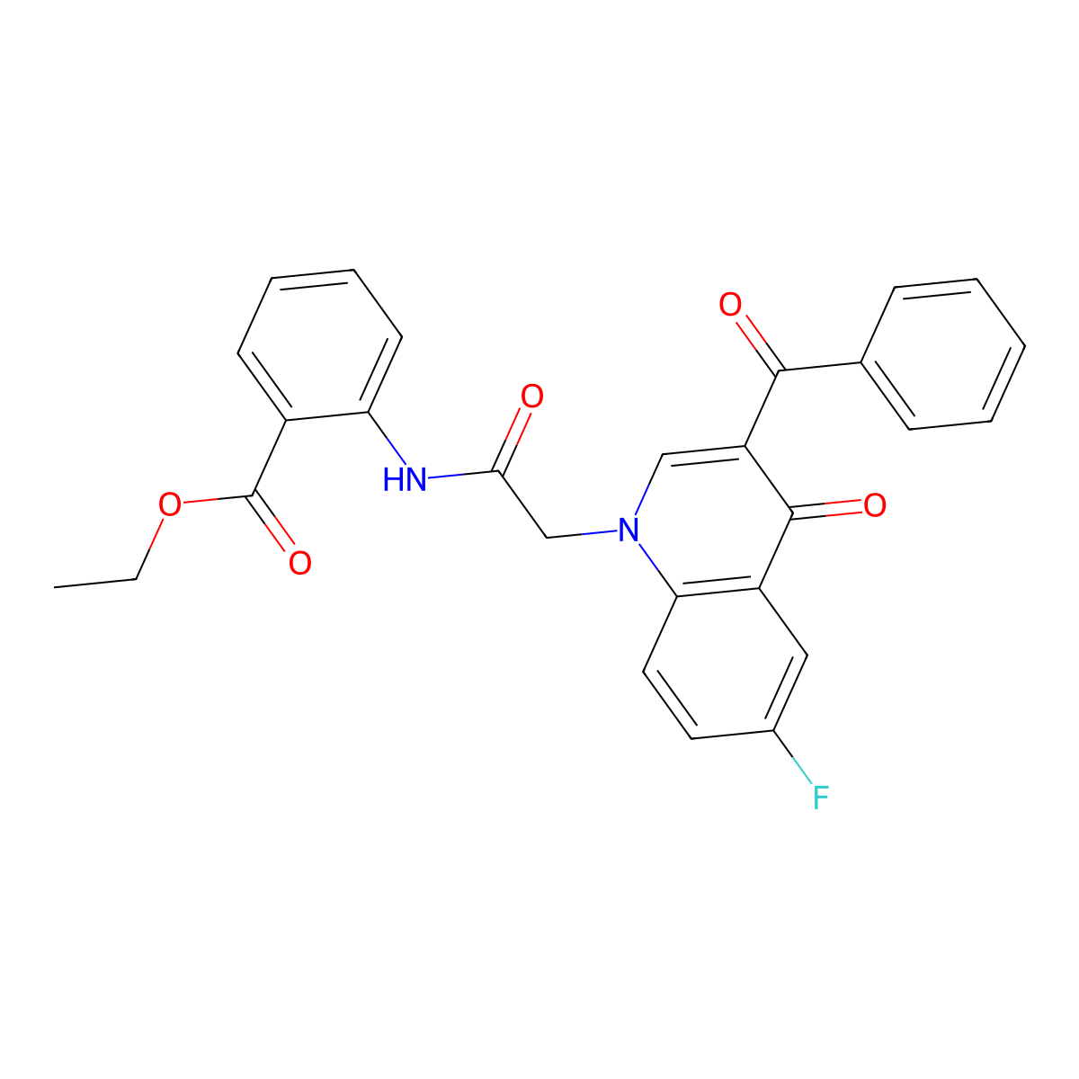 ethyl 2-({[6-fluoro-4-oxo-3-(phenylcarbonyl)quinolin-1(4H)-yl]acetyl}amino)benzoate molecular structure, CAS 1351821-32-3