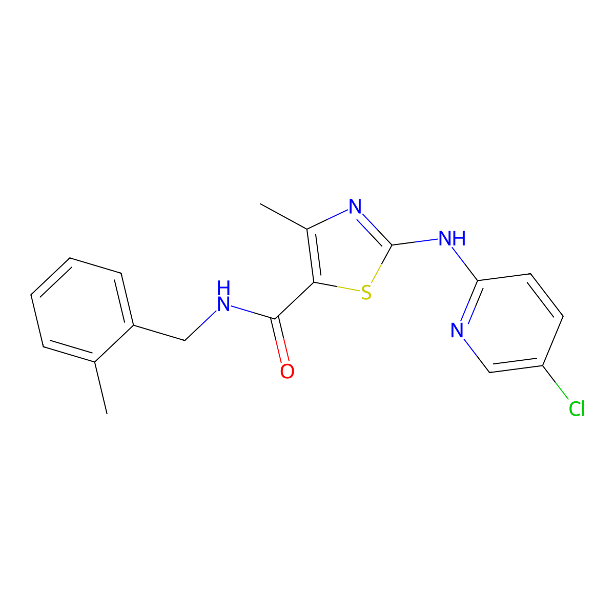 2-[(5-chloropyridin-2-yl)amino]-4-methyl-N-(2-methylbenzyl)-1,3-thiazole-5-carboxamide molecular structure, CAS 1351822-09-7