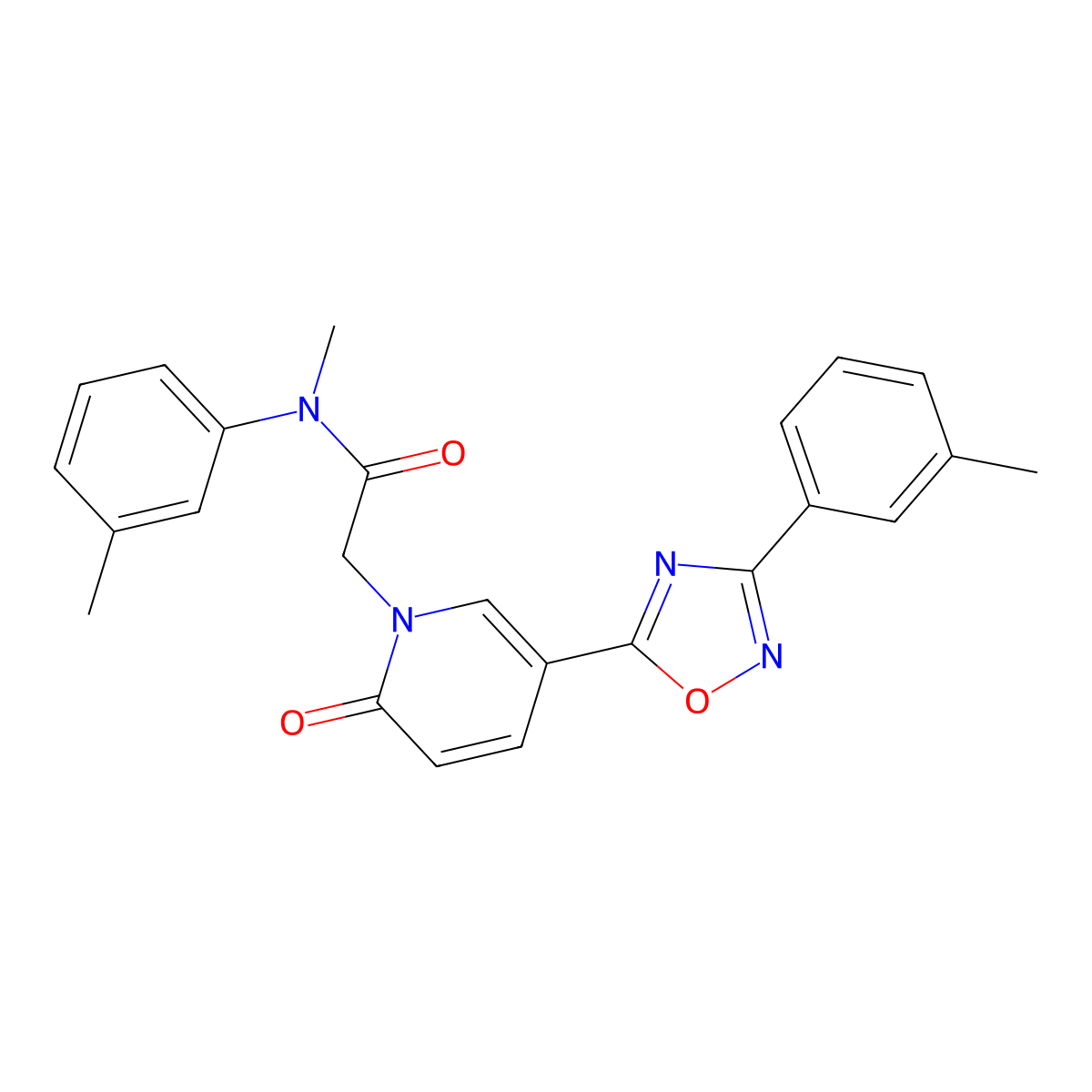 N-methyl-N-(3-methylphenyl)-2-{5-[3-(3-methylphenyl)-1,2,4-oxadiazol-5-yl]-2-oxopyridin-1(2H)-yl}acetamide molecular structure, CAS 1351823-63-6