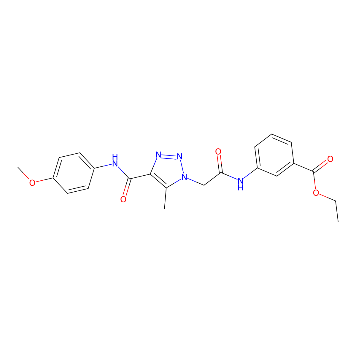 ethyl 3-[({4-[(4-methoxyphenyl)carbamoyl]-5-methyl-1H-1,2,3-triazol-1-yl}acetyl)amino]benzoate molecular structure, CAS 1351825-90-5