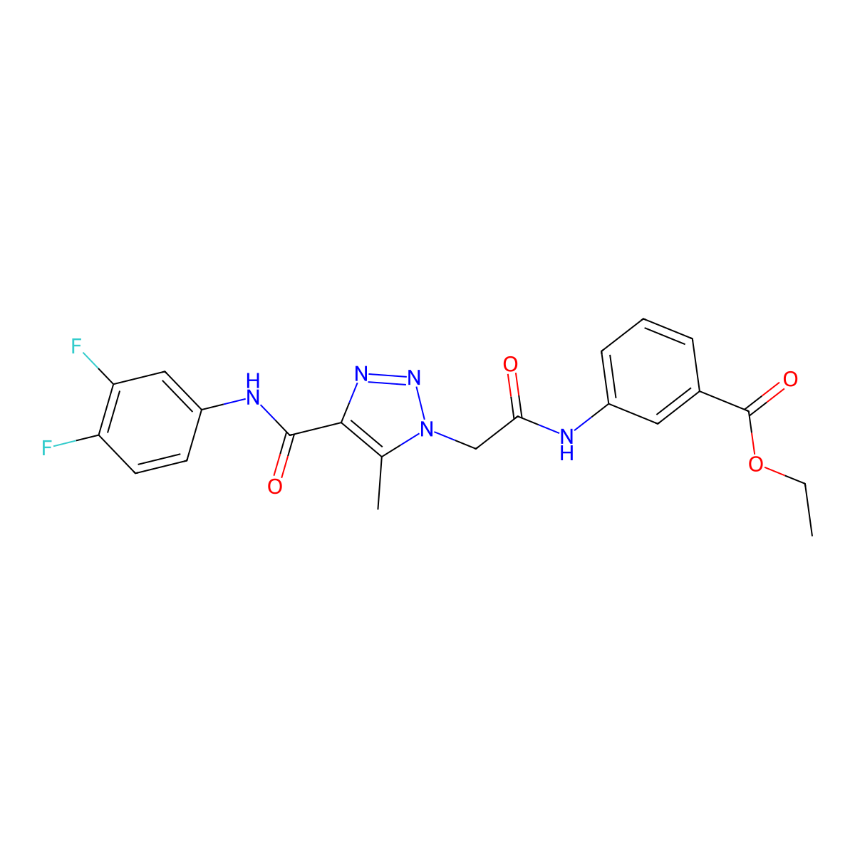 ethyl 3-[({4-[(3,4-difluorophenyl)carbamoyl]-5-methyl-1H-1,2,3-triazol-1-yl}acetyl)amino]benzoate molecular structure, CAS 1351827-84-3