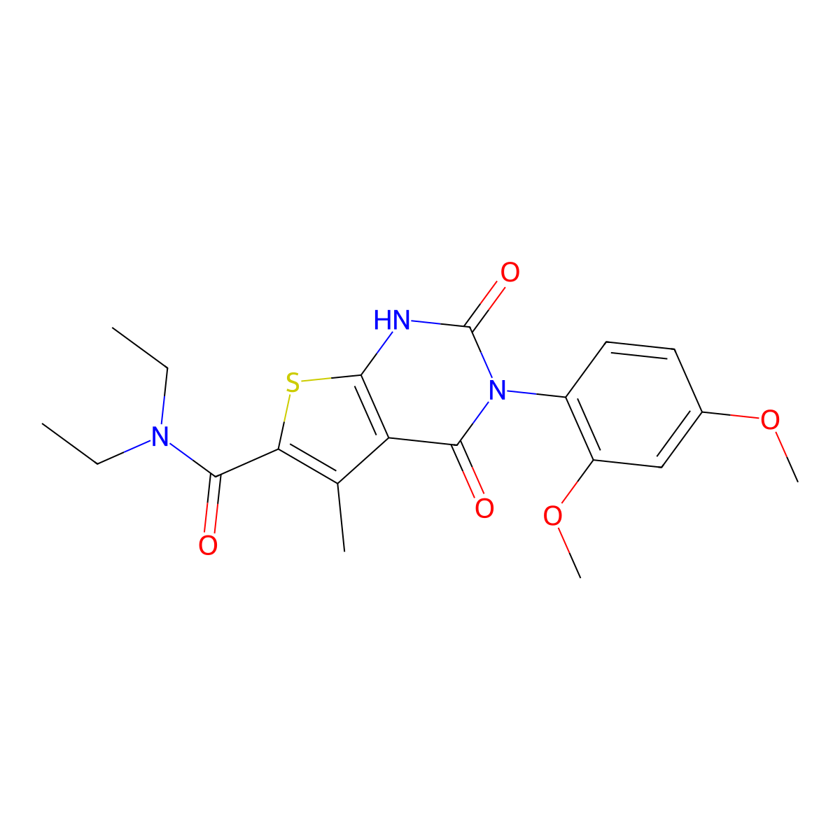 3-(2,4-dimethoxyphenyl)-N,N-diethyl-5-methyl-2,4-dioxo-1,2,3,4-tetrahydrothieno[2,3-d]pyrimidine-6-carboxamide molecular structure, CAS 1351828-77-7