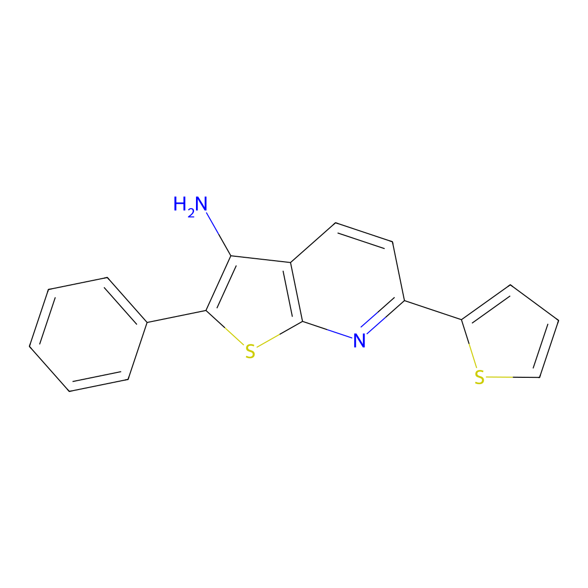2-Phenyl-6-(thiophen-2-yl)thieno[2,3-b]pyridin-3-amine molecular structure, CAS 1351833-58-3