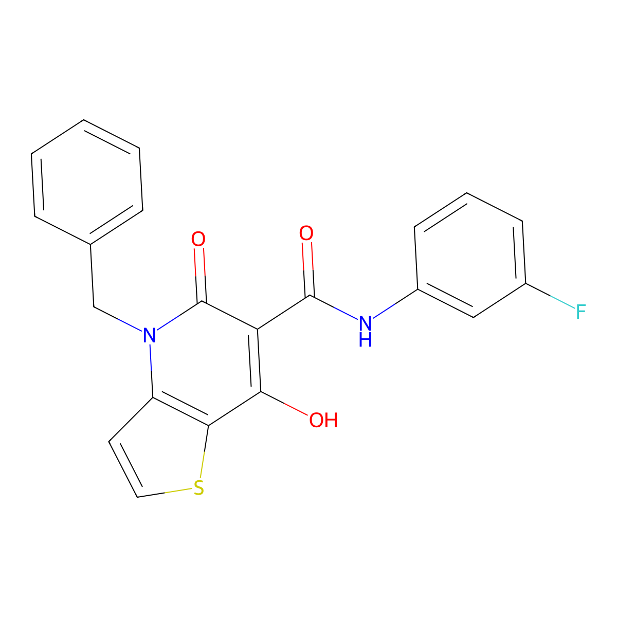 4-benzyl-N-(3-fluorophenyl)-7-hydroxy-5-oxo-4H,5H-thieno[3,2-b]pyridine-6-carboxamide molecular structure, CAS 1351834-20-2