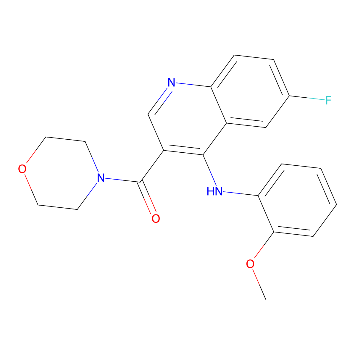 6-fluoro-N-(2-methoxyphenyl)-3-(morpholine-4-carbonyl)quinolin-4-amine molecular structure, CAS 1351834-32-6