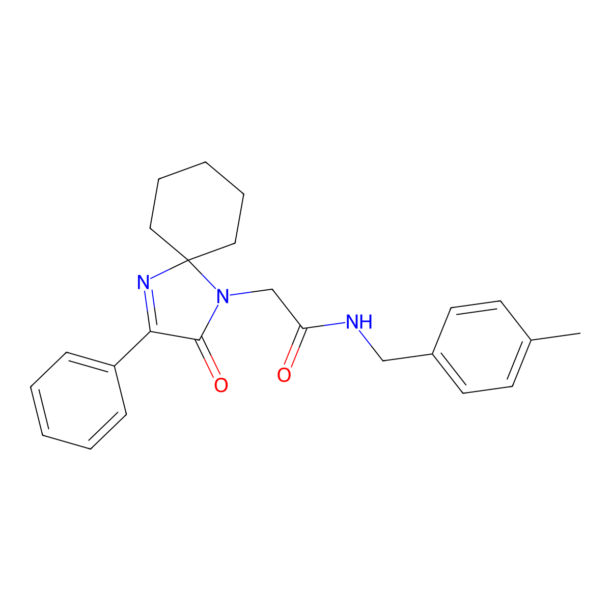 N-(4-methylbenzyl)-2-(2-oxo-3-phenyl-1,4-diazaspiro[4.5]dec-3-en-1-yl)acetamide molecular structure, CAS 1351837-75-6