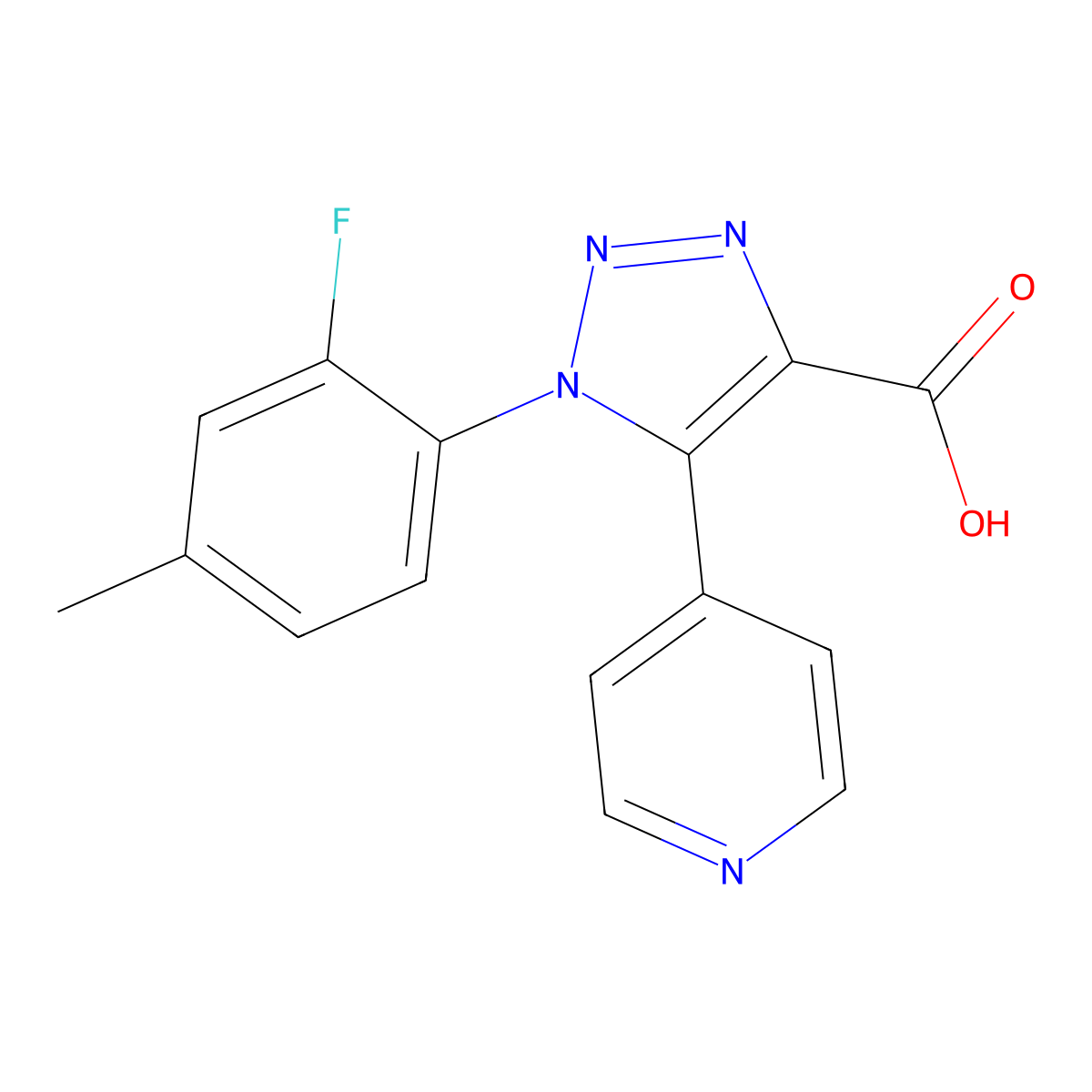 1-(2-fluoro-4-methylphenyl)-5-(pyridin-4-yl)-1H-1,2,3-triazole-4-carboxylic acid molecular structure, CAS 1351839-46-7
