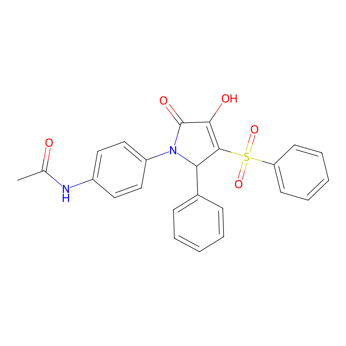 N-{4-[3-(benzenesulfonyl)-4-hydroxy-5-oxo-2-phenyl-2,5-dihydro-1H-pyrrol-1-yl]phenyl}acetamide molecular structure, CAS 1351841-41-2