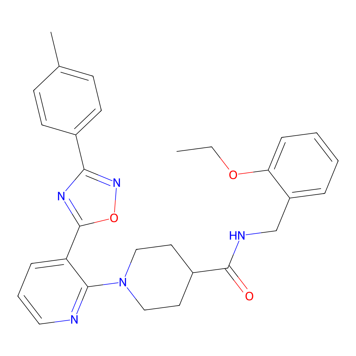N-[(2-ethoxyphenyl)methyl]-1-{3-[3-(4-methylphenyl)-1,2,4-oxadiazol-5-yl]pyridin-2-yl}piperidine-4-carboxamide molecular structure, CAS 1351842-72-2