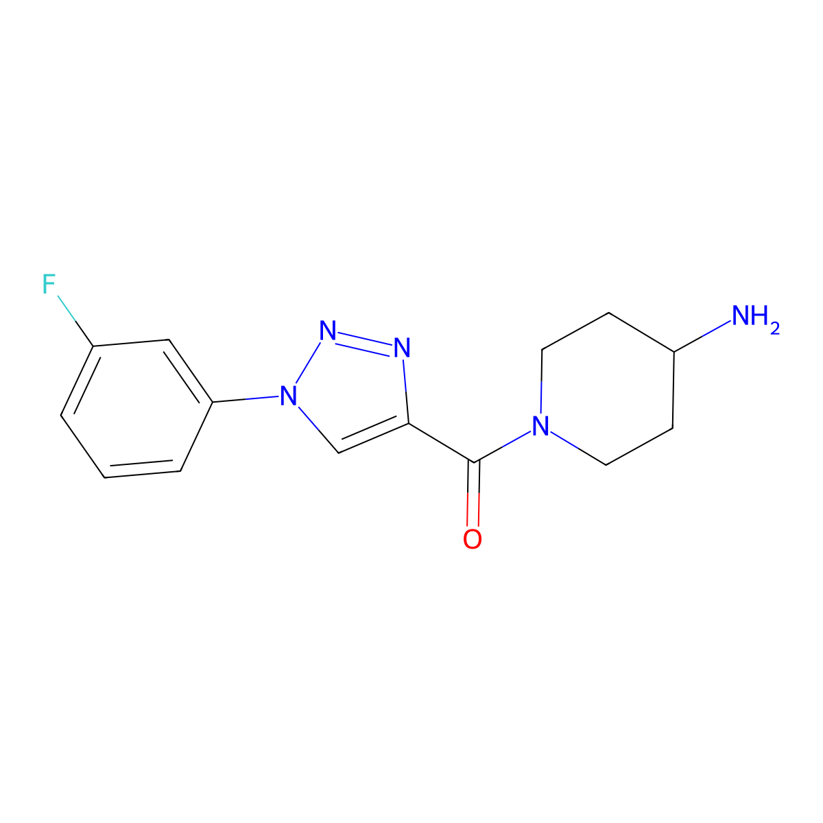 (4-Aminopiperidin-1-yl)(1-(3-fluorophenyl)-1H-1,2,3-triazol-4-yl)methanone molecular structure, CAS 1351843-00-9