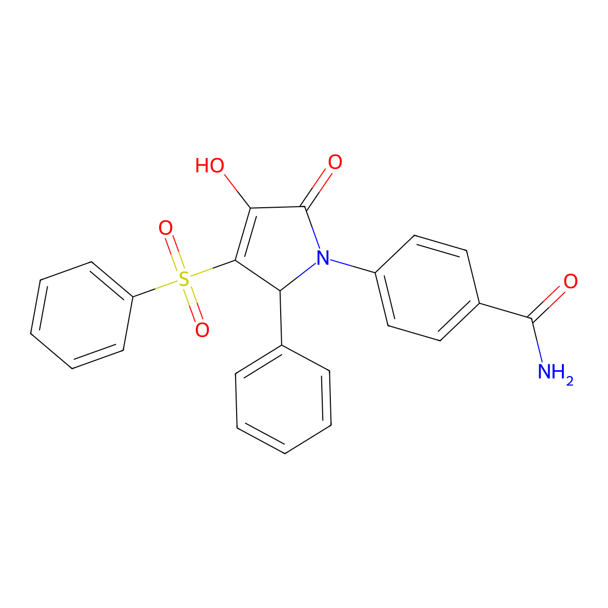 4-[3-(benzenesulfonyl)-4-hydroxy-5-oxo-2-phenyl-2,5-dihydro-1H-pyrrol-1-yl]benzamide molecular structure, CAS 1351844-27-3