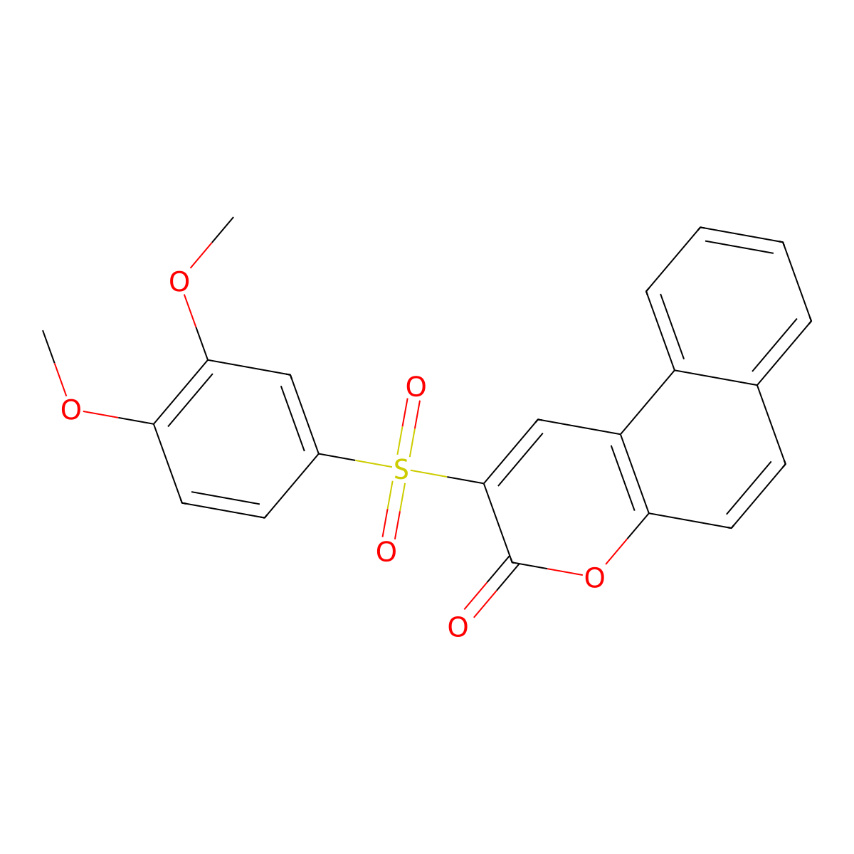 2-[(3,4-dimethoxyphenyl)sulfonyl]-3H-benzo[f]chromen-3-one molecular structure, CAS 1351844-52-4