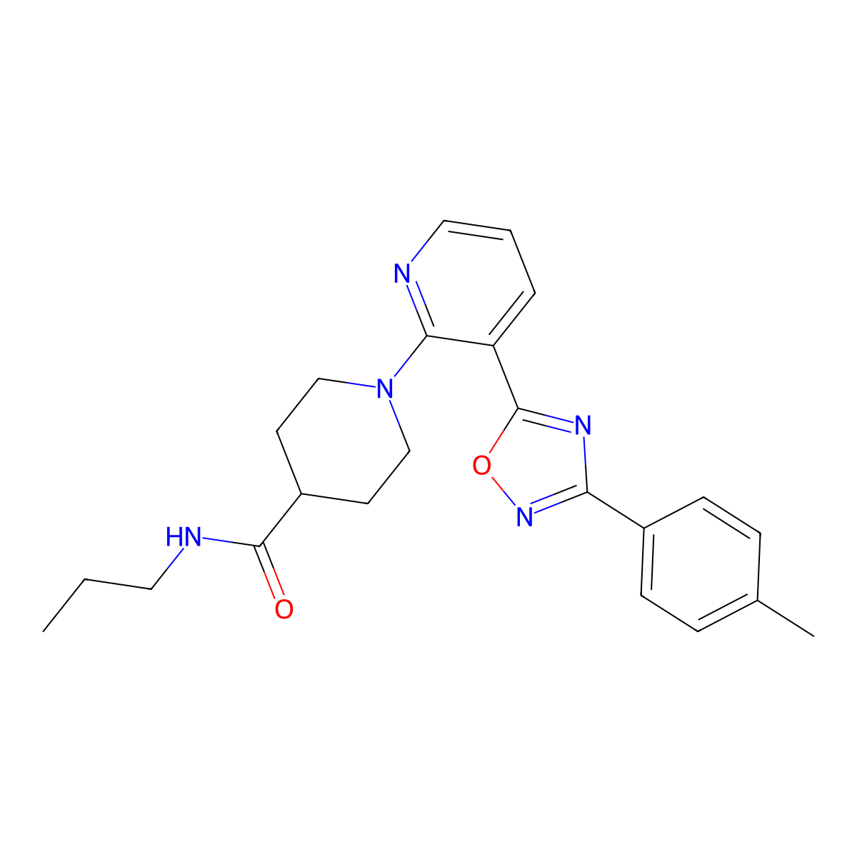 1-{3-[3-(4-methylphenyl)-1,2,4-oxadiazol-5-yl]pyridin-2-yl}-N-propylpiperidine-4-carboxamide molecular structure, CAS 1351844-71-7