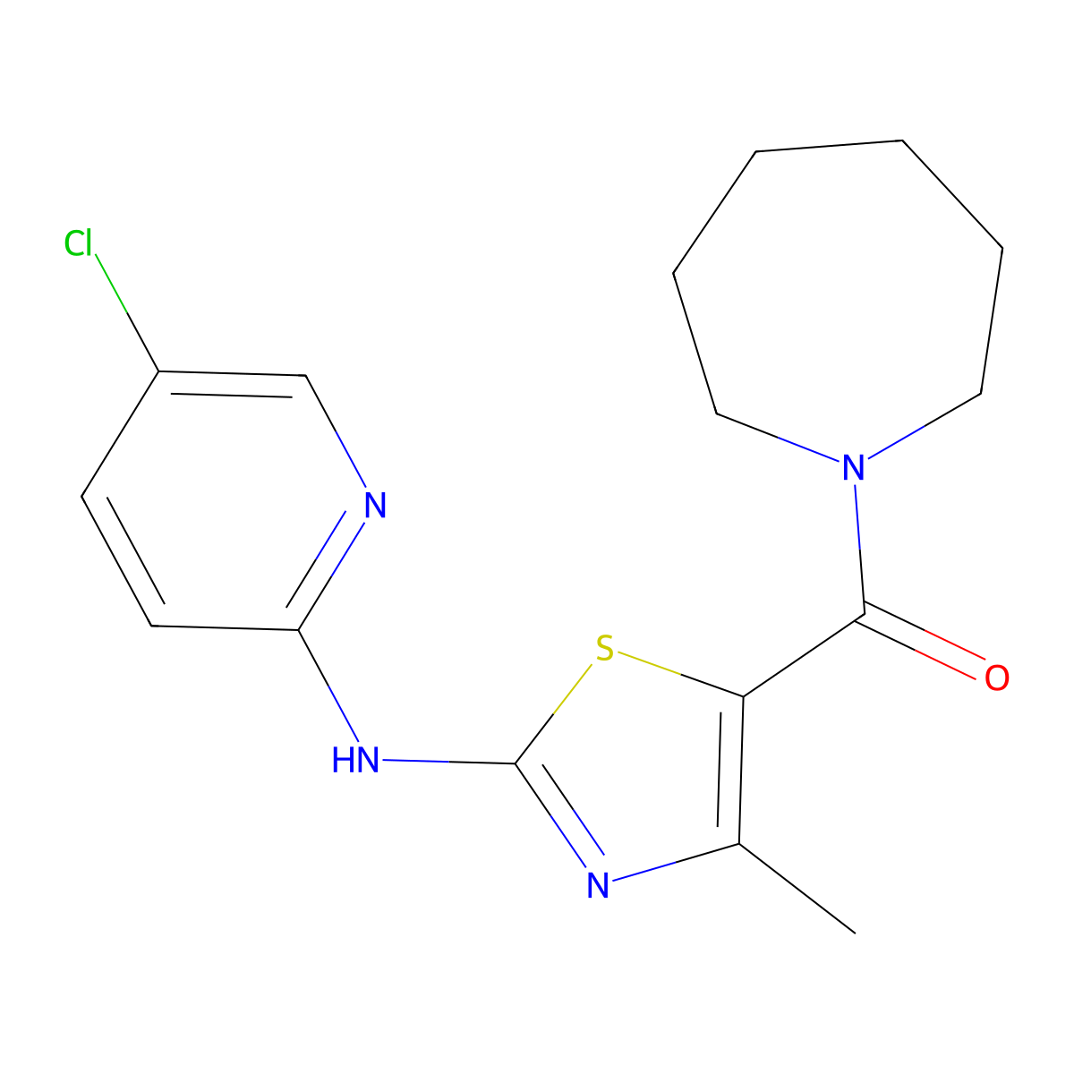 Azepan-1-yl{2-[(5-chloropyridin-2-yl)amino]-4-methyl-1,3-thiazol-5-yl}methanone molecular structure, CAS 1351845-13-0