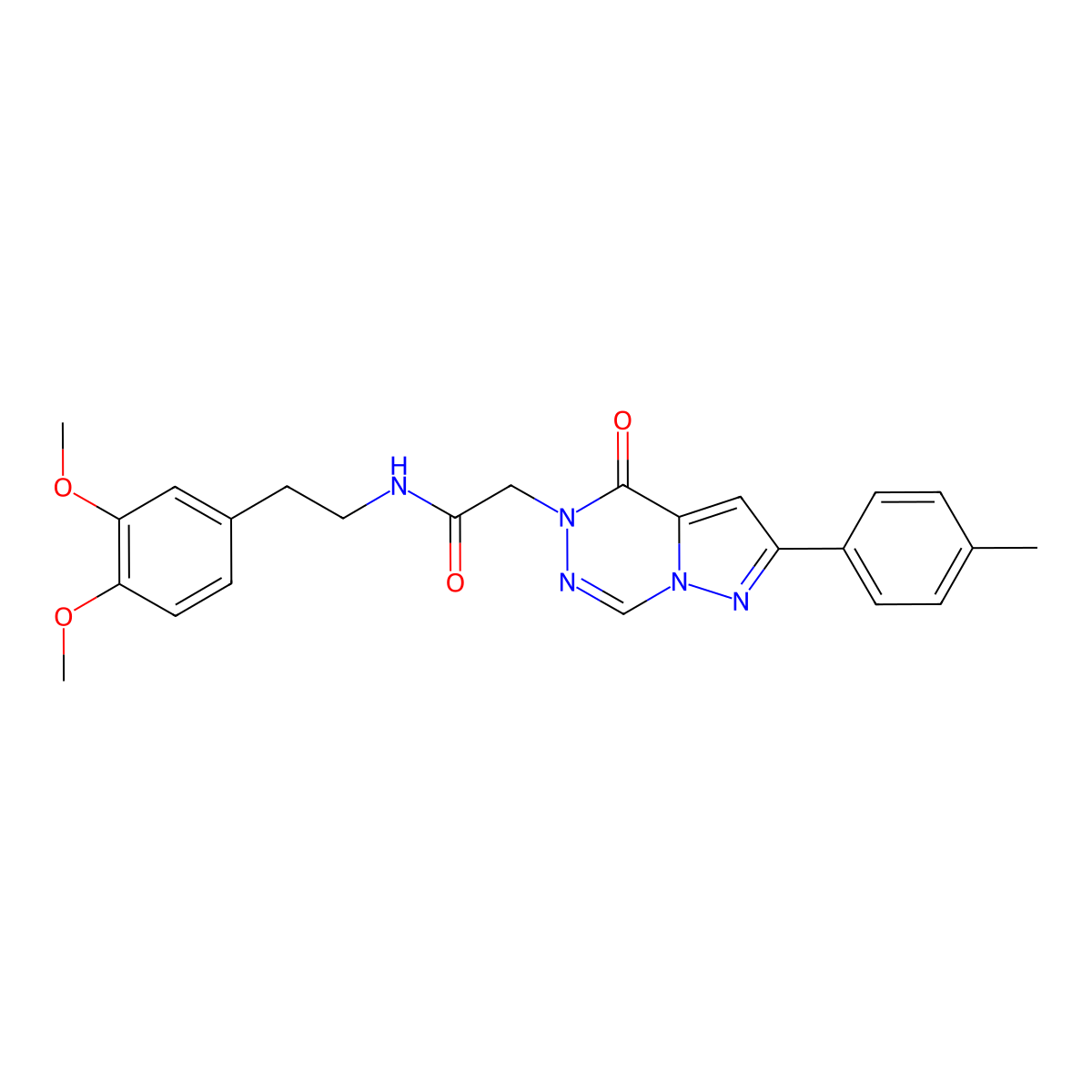 N-[2-(3,4-dimethoxyphenyl)ethyl]-2-[2-(4-methylphenyl)-4-oxopyrazolo[1,5-d][1,2,4]triazin-5(4H)-yl]acetamide molecular structure, CAS 1351848-57-1