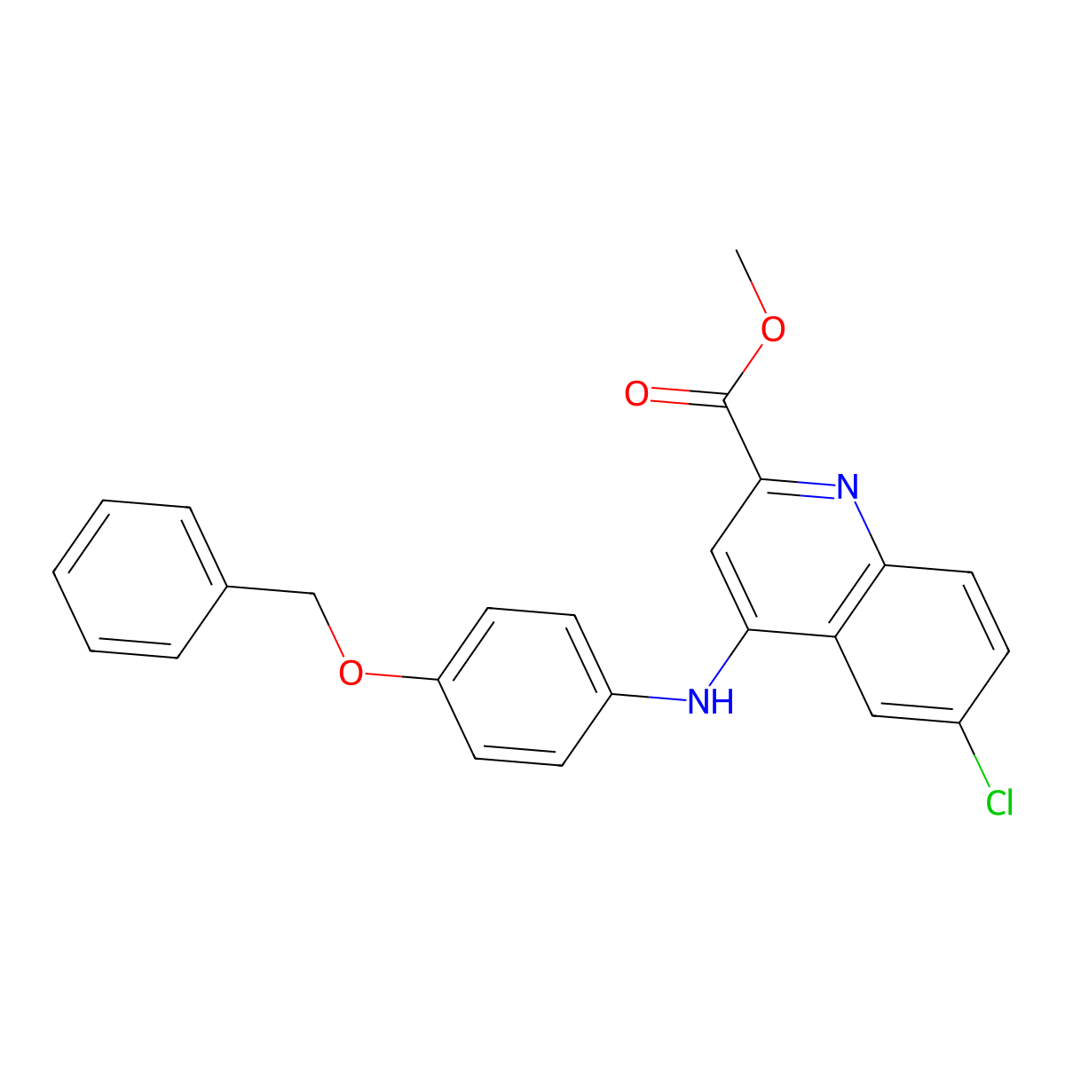 Methyl 4-{[4-(benzyloxy)phenyl]amino}-6-chloroquinoline-2-carboxylate molecular structure, CAS 1351849-66-5