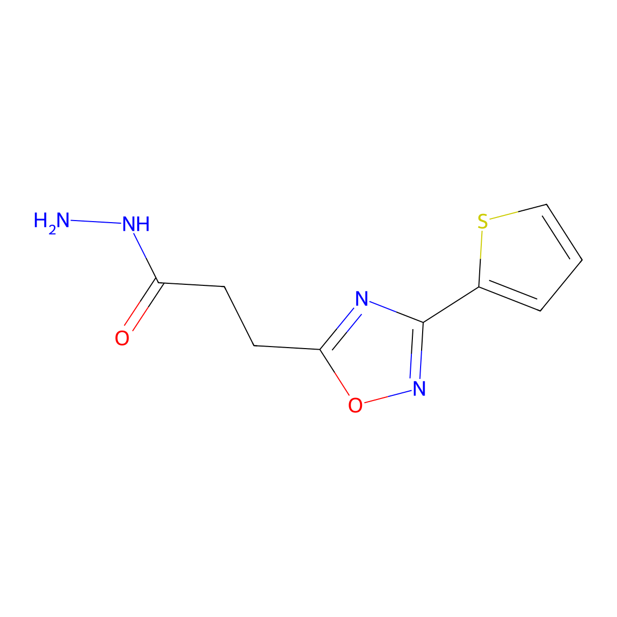 3-[3-(Thiophen-2-yl)-1,2,4-oxadiazol-5-yl]propanehydrazide molecular structure, CAS 1351849-88-1