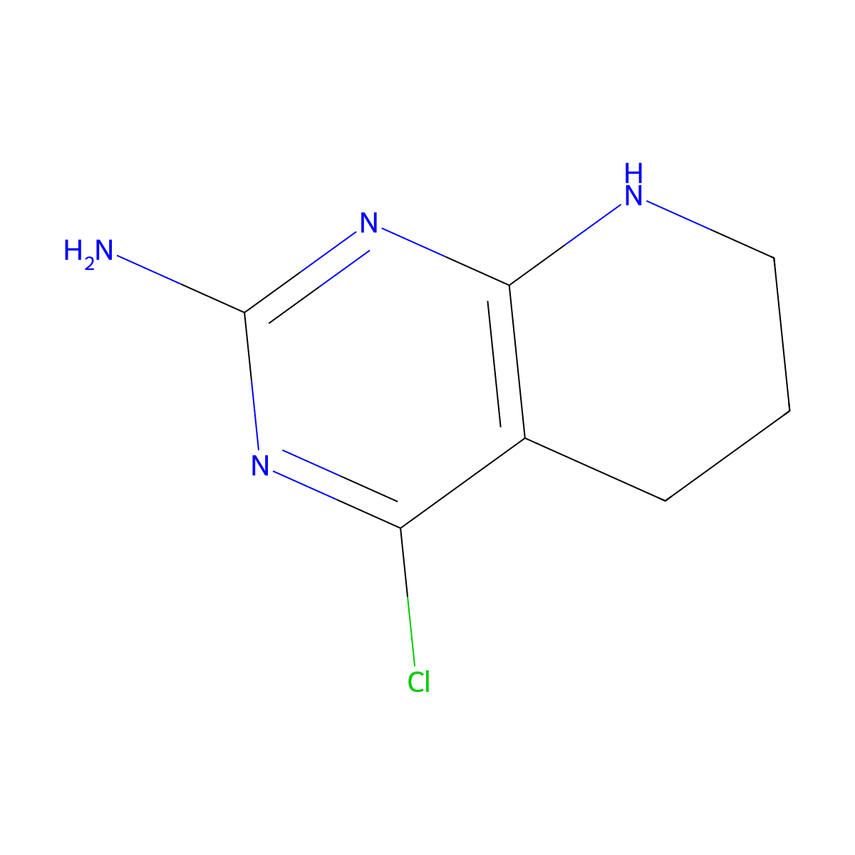 4-Chloro-5,6,7,8-tetrahydropyrido[2,3-d]pyrimidin-2-amine molecular structure, CAS 135196-93-9