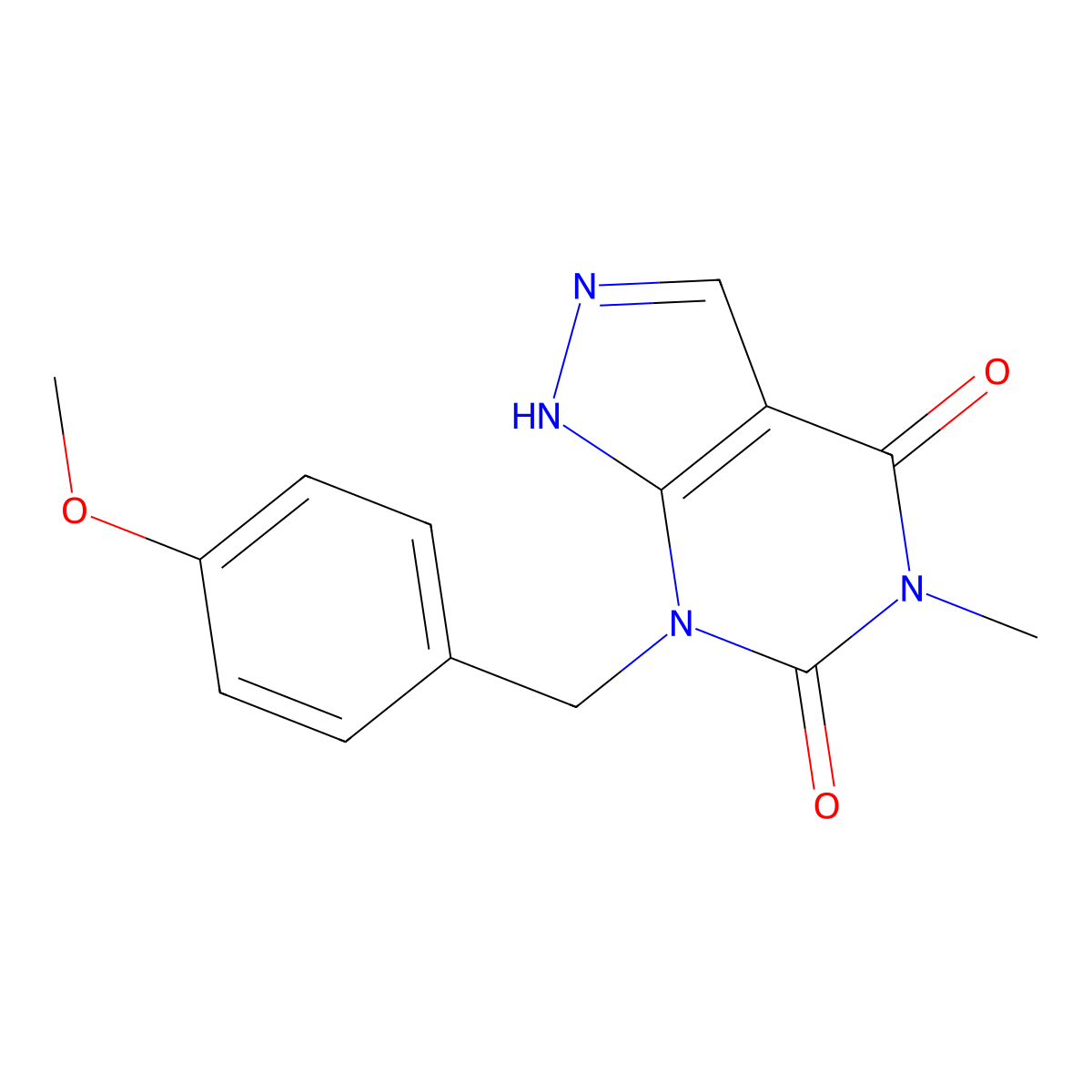7-(4-methoxybenzyl)-5-methyl-2H-pyrazolo[3,4-d]pyrimidine-4,6(5H,7H)-dione molecular structure, CAS 1351961-59-5