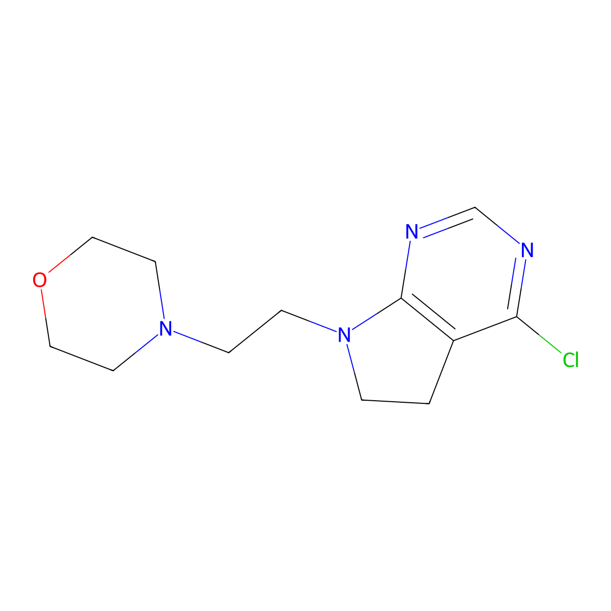 4-(2-(4-Chloro-5H-pyrrolo[2,3-d]pyrimidin-7(6H)-yl)ethyl)morpholine molecular structure, CAS 1351980-71-6