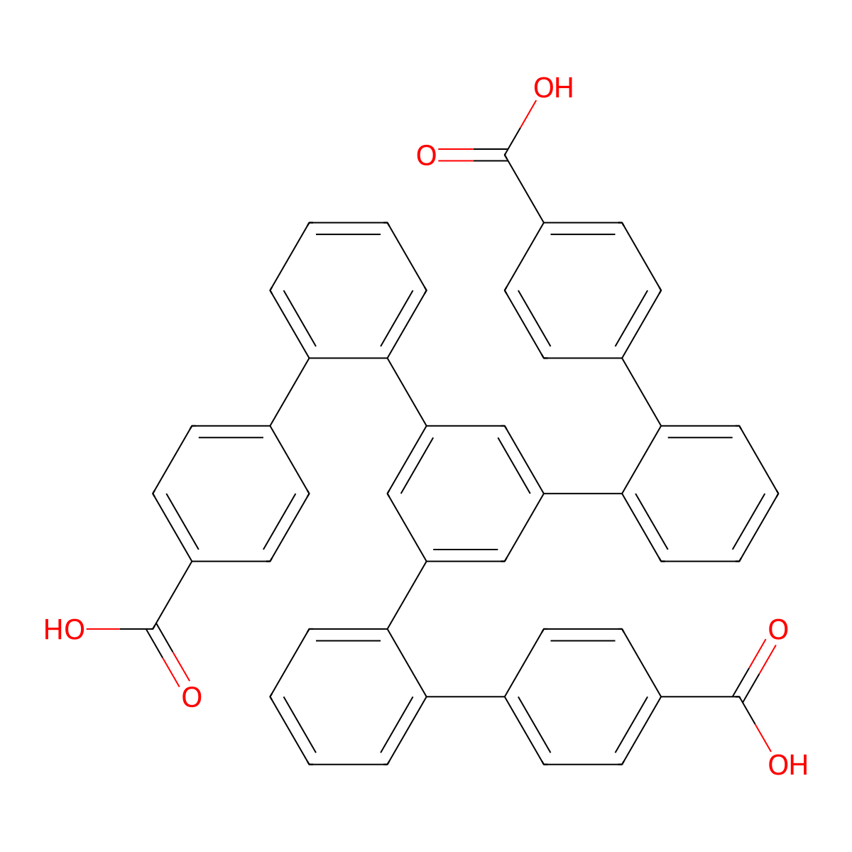 5''-(4'-Carboxy-[1,1'-biphenyl]-2-yl)-[1,1':2',1'':3'',1''':2''',1''''-quinquephenyl]-4,4''''-dicarboxylic acid molecular structure, CAS 1351983-66-8