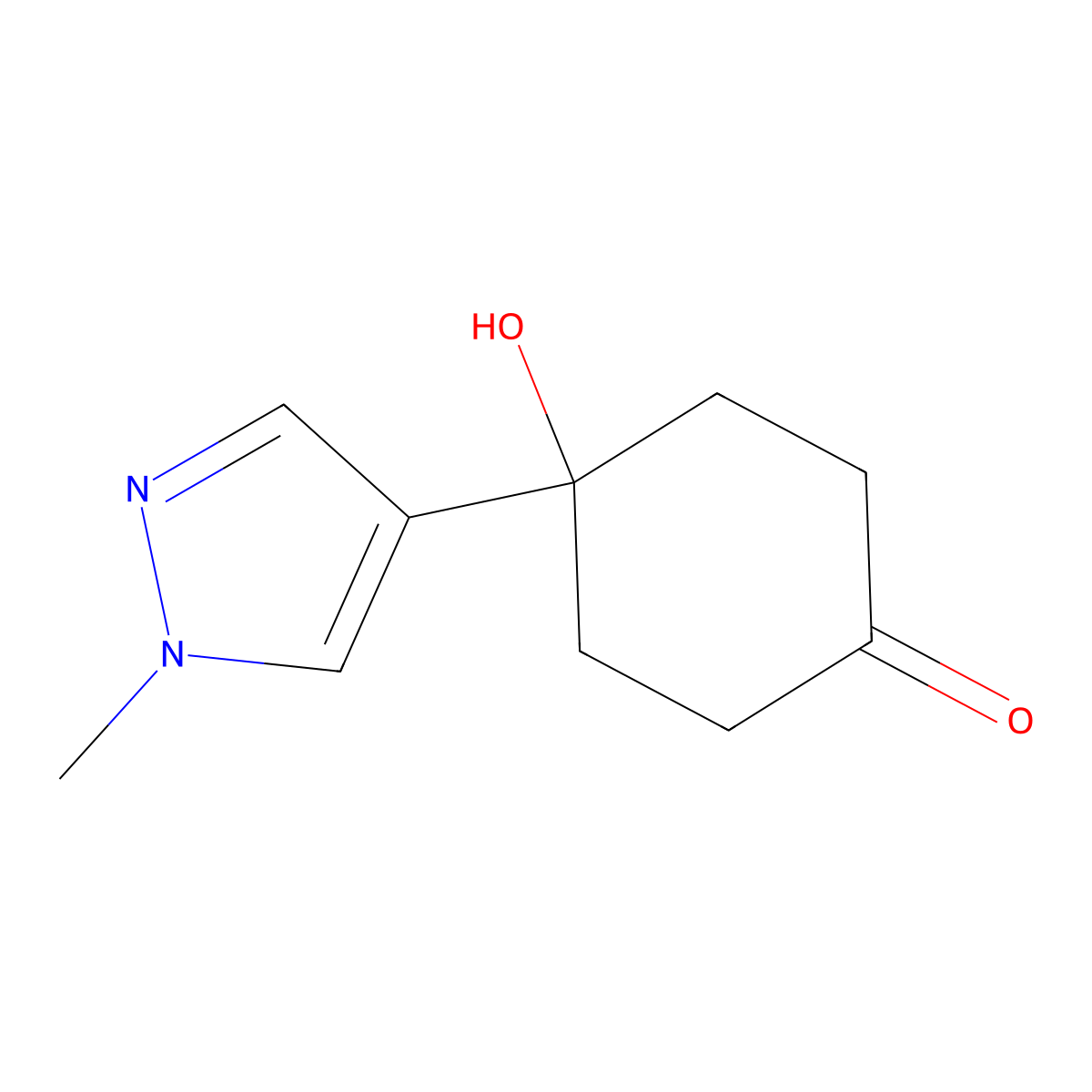 4-Hydroxy-4-(1-methyl-1H-pyrazol-4-yl)cyclohexan-1-one molecular structure, CAS 1351990-15-2