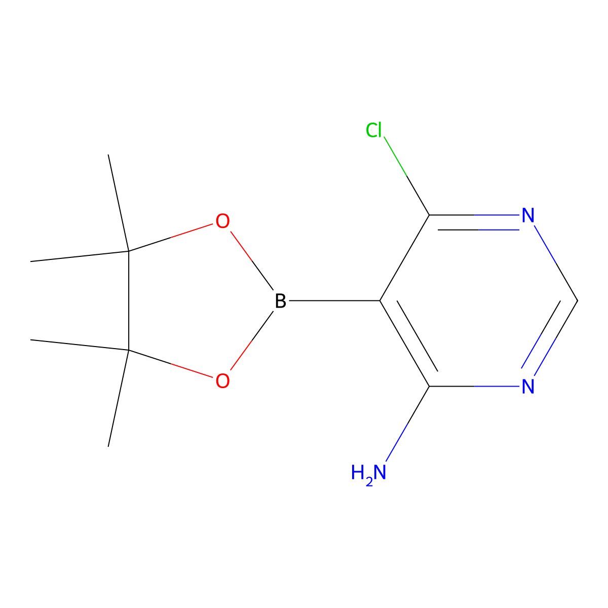 4-Chloro-6-aminopyrimidine-5-boronic acid pinacol ester molecular structure, CAS 1351990-54-9